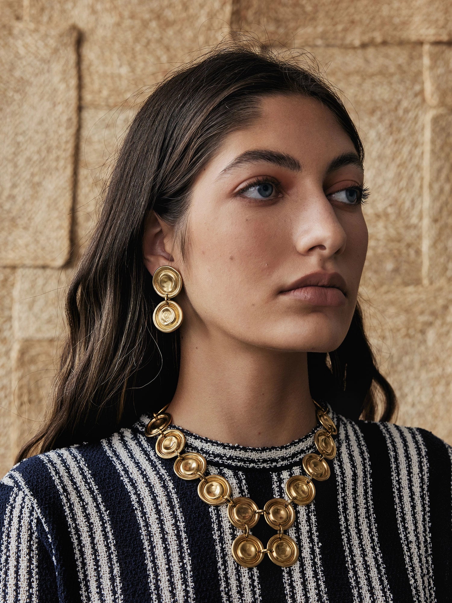 Cari Brass Coin Earrings Michelle Ross