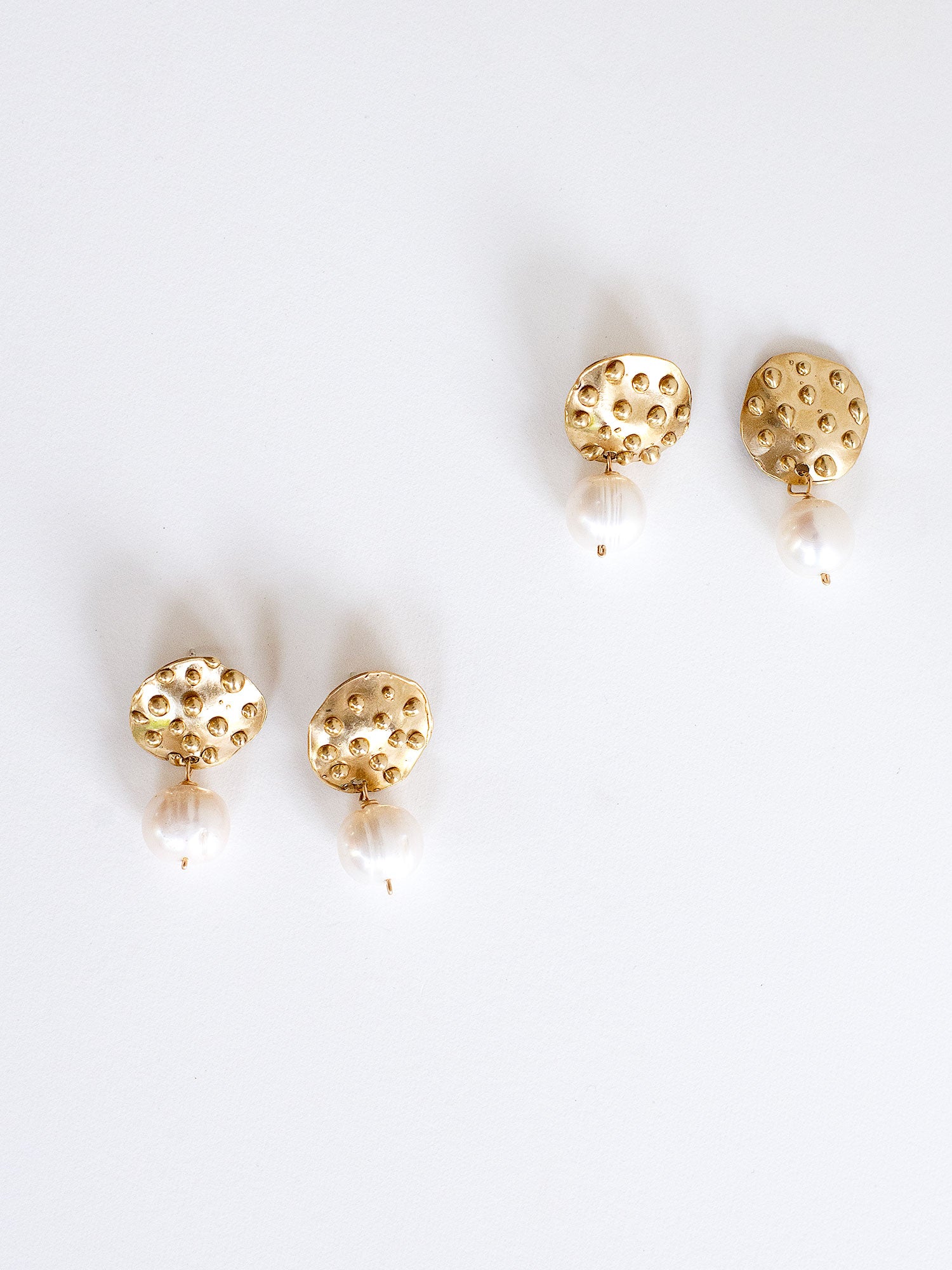 Etel Brass and Freshwater Pearl Drop Earrings by Michelle Ross