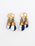 Estee Brass Blue and White Resin Small Earrings Michelle Ross