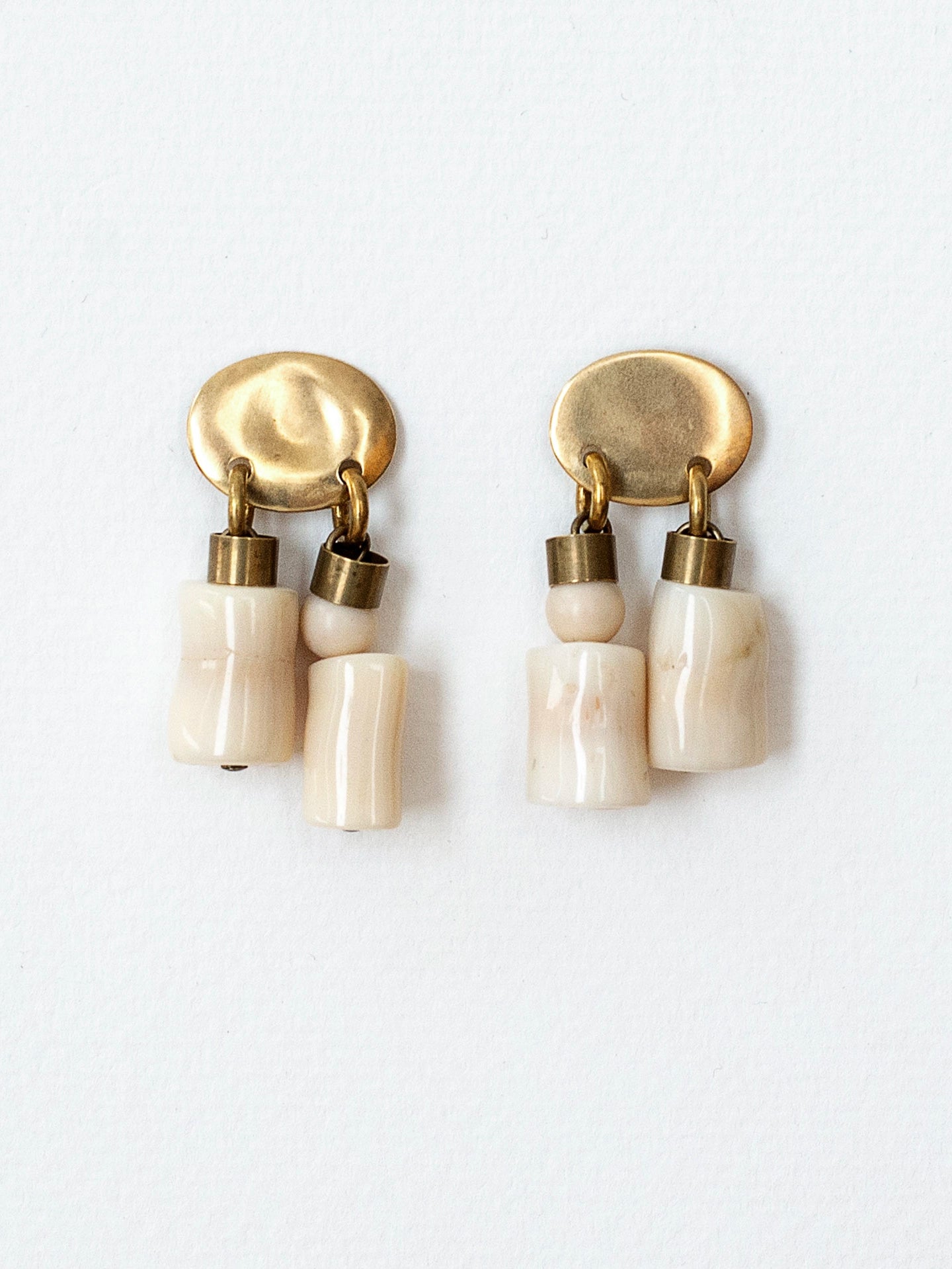 Estee Brass Riverstone and Coral Small Earrings Michelle Ross