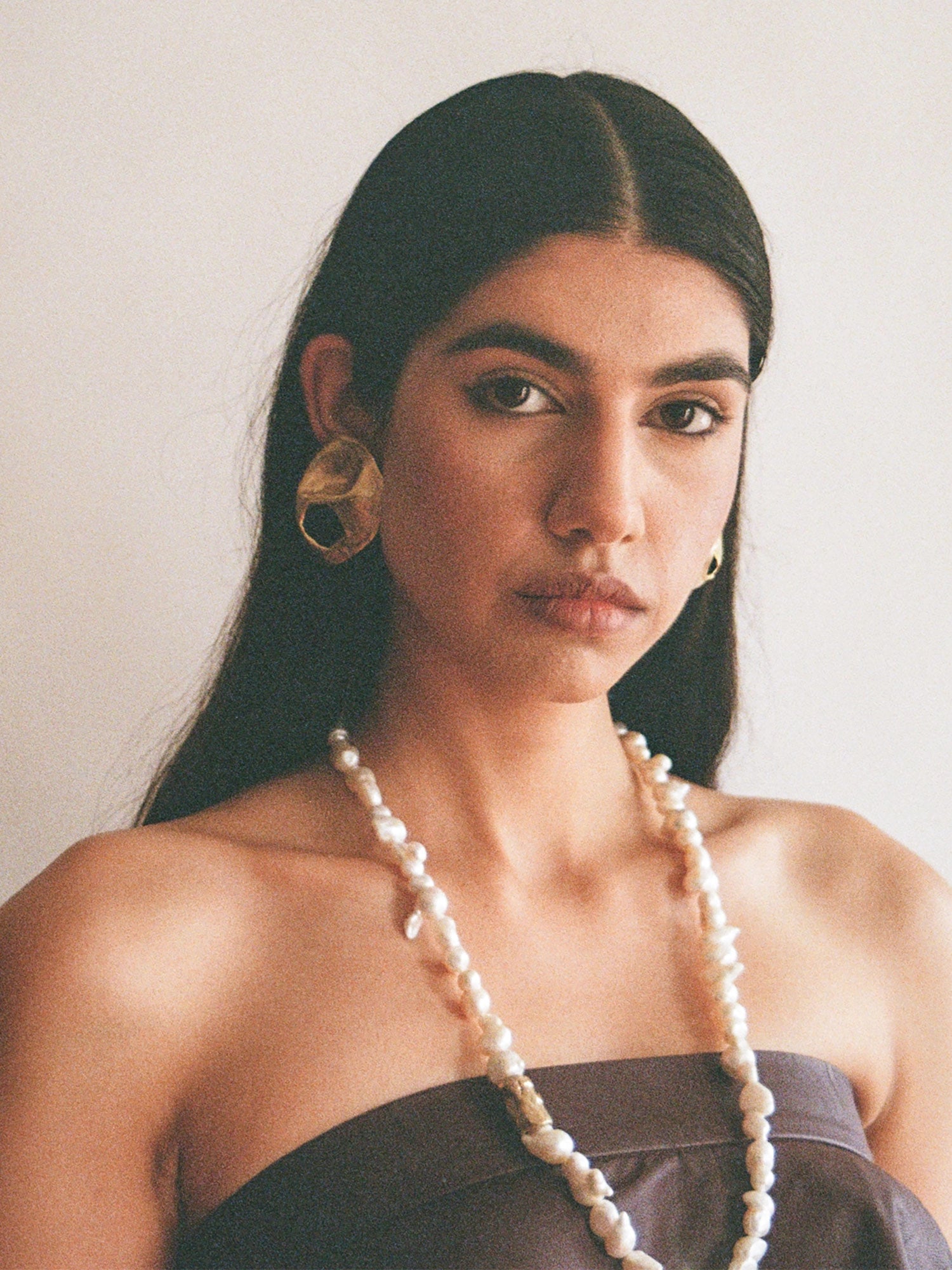 Flor Sculptural Brass Statement Earrings by Michelle Ross