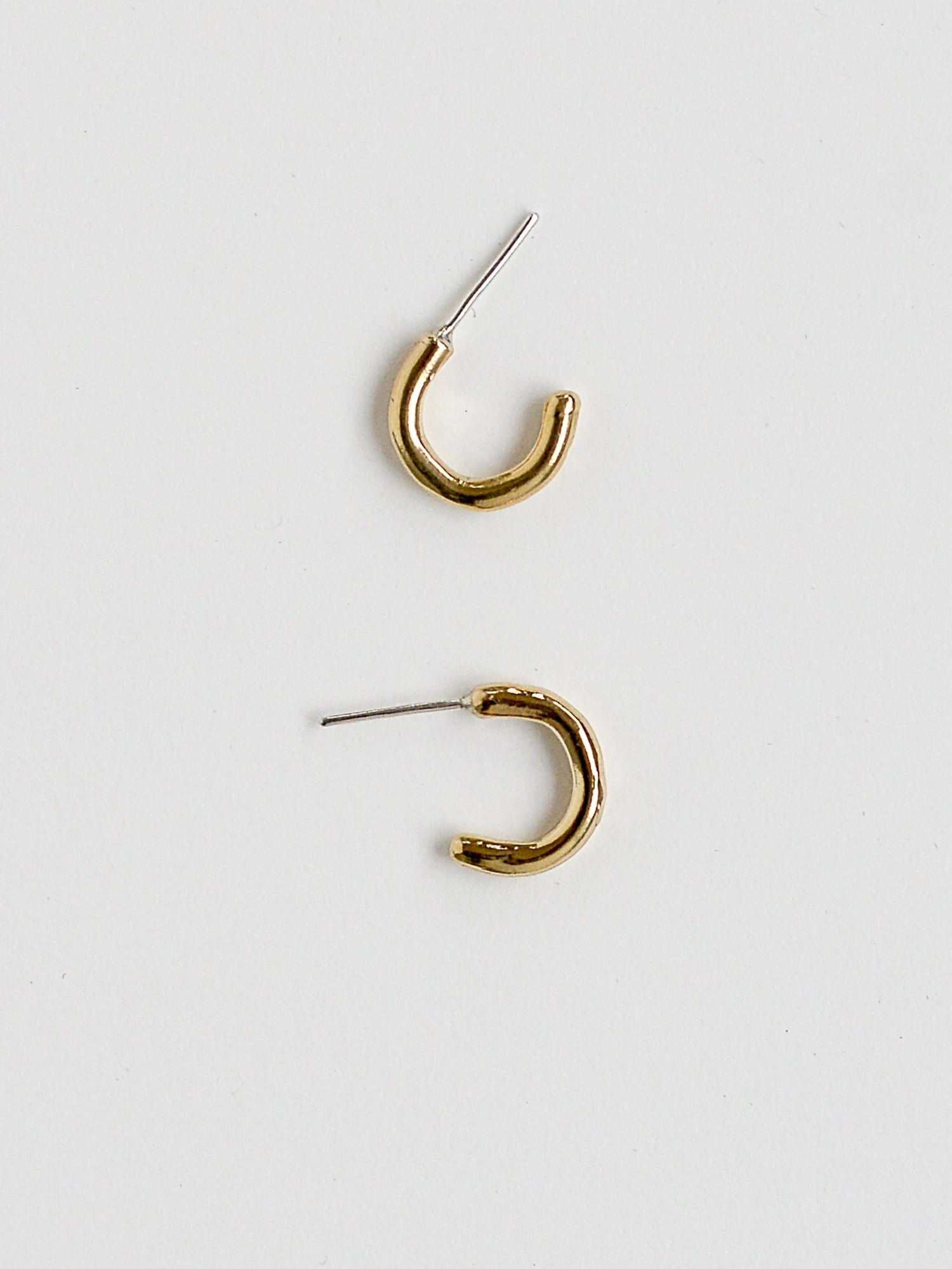 Hollis Tiny Brass Hoop Stud Earrings Michelle Ross