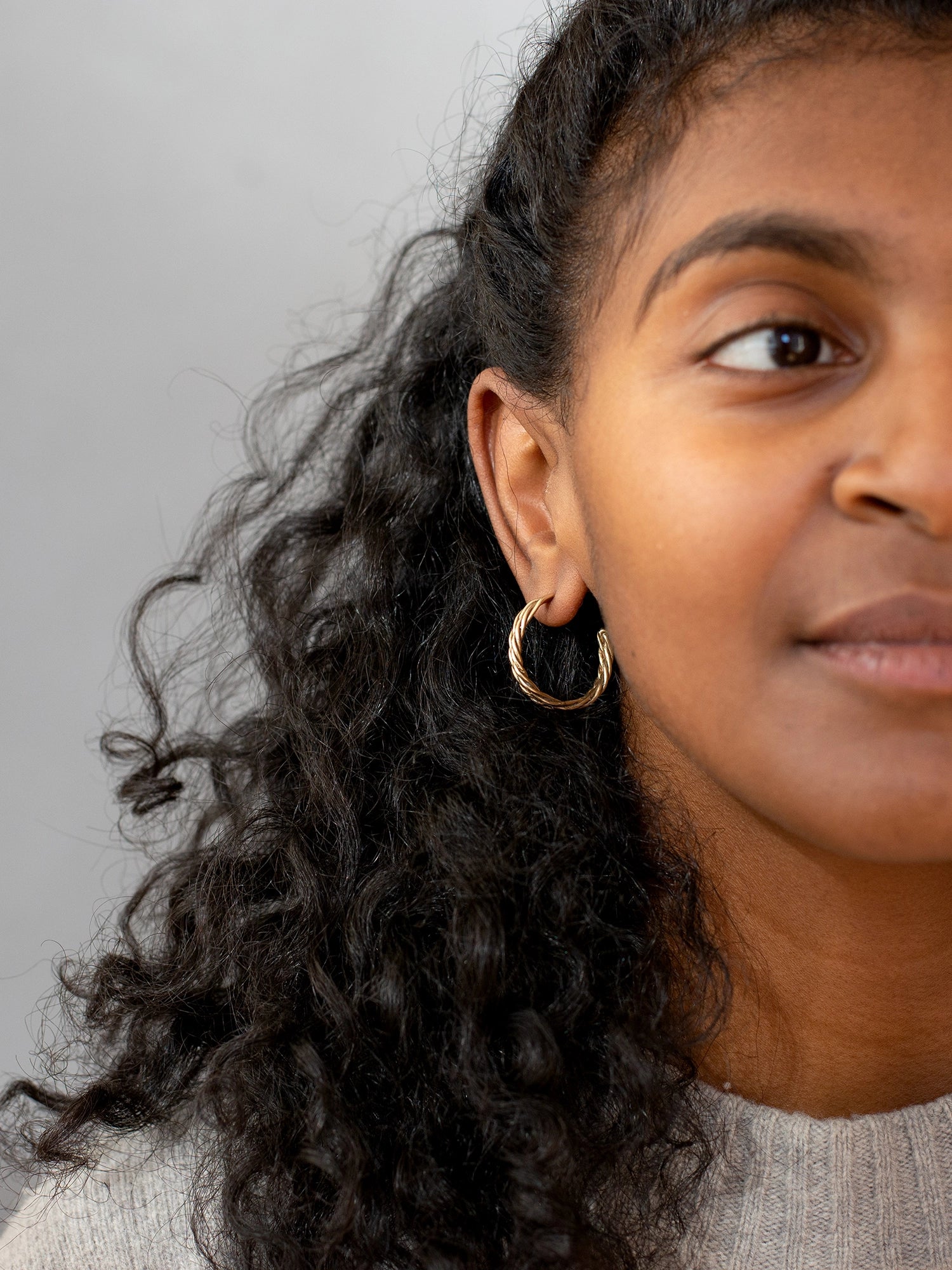 Klaire Twisted Brass Hoop Earrings Michelle Ross