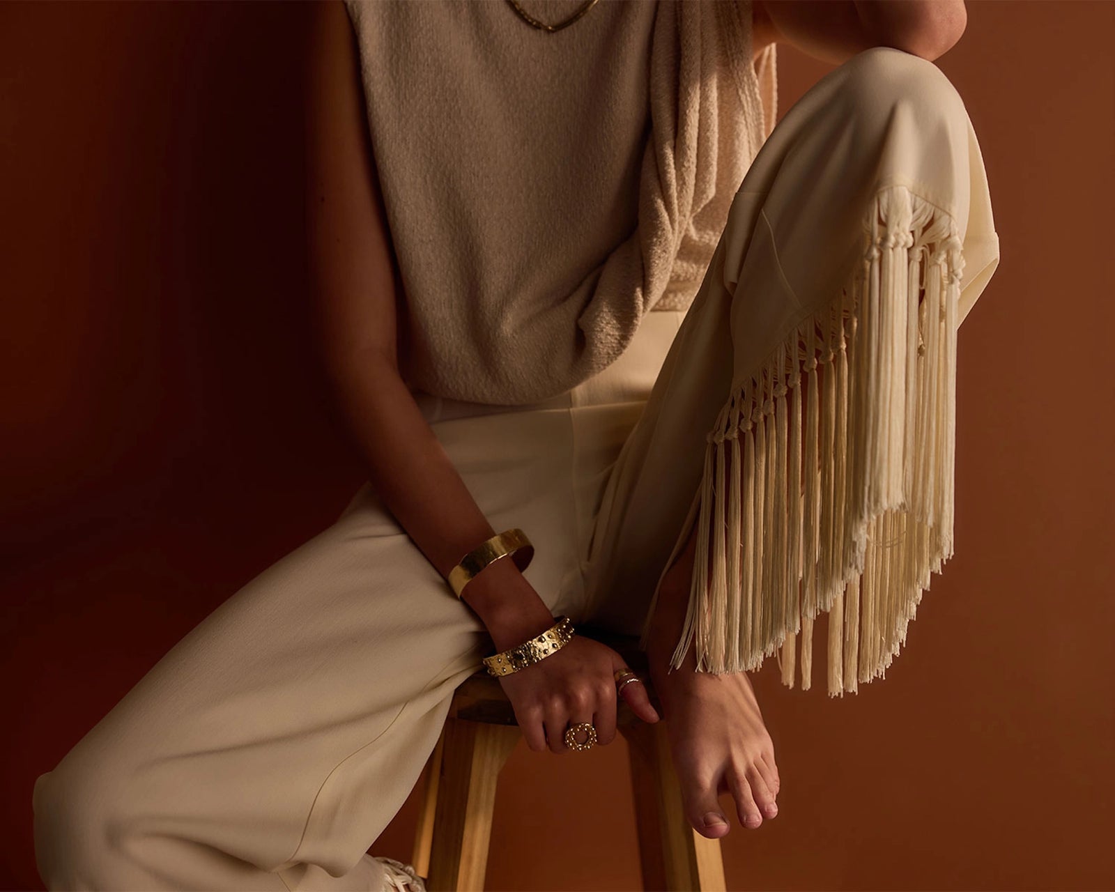 Lys Handmade Solid Brass Wide Bangle Bracelet by Michelle Ross