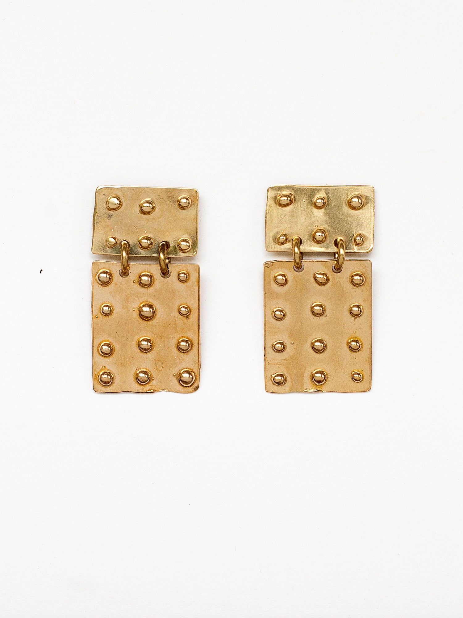 Lago Lightweight Rectangular Brass Statement Earrings by Michelle Ross