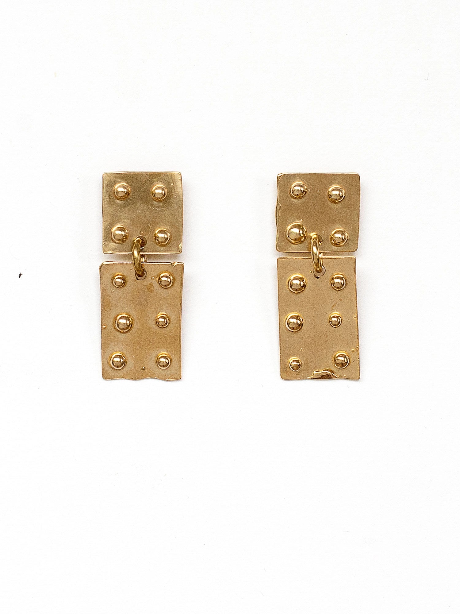 Luz Lightweight Rectangular Brass Statement Earrings by Michelle Ross