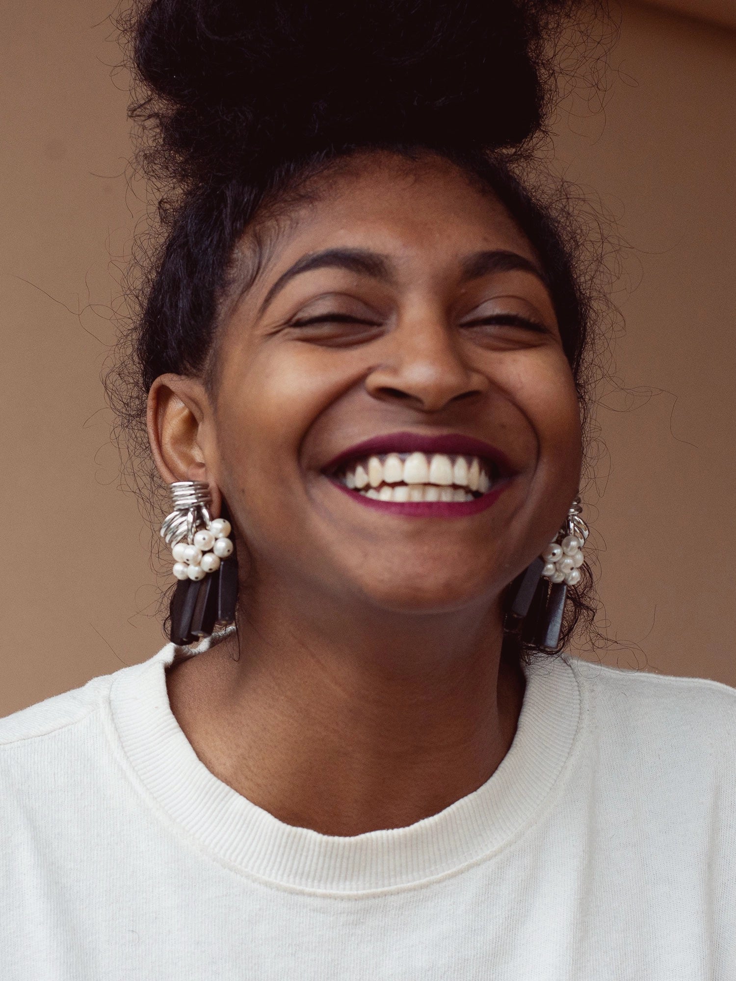 Marcella Rhodium Freshwater Pearl and Horn Earrings Michelle Ross