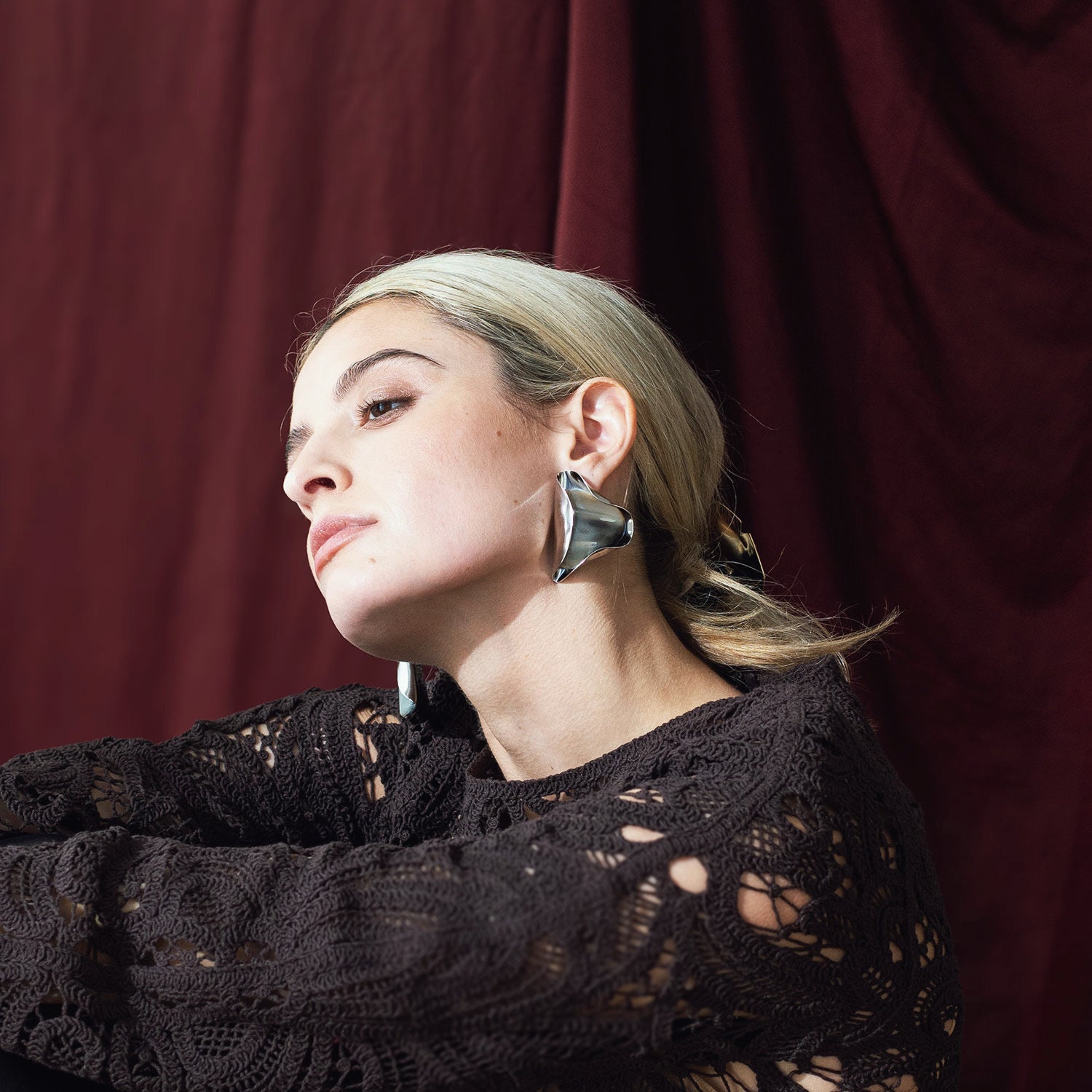 Alba Sterling Silver and Horn Asymmetrical Statement Stud Earrings by Michelle Ross