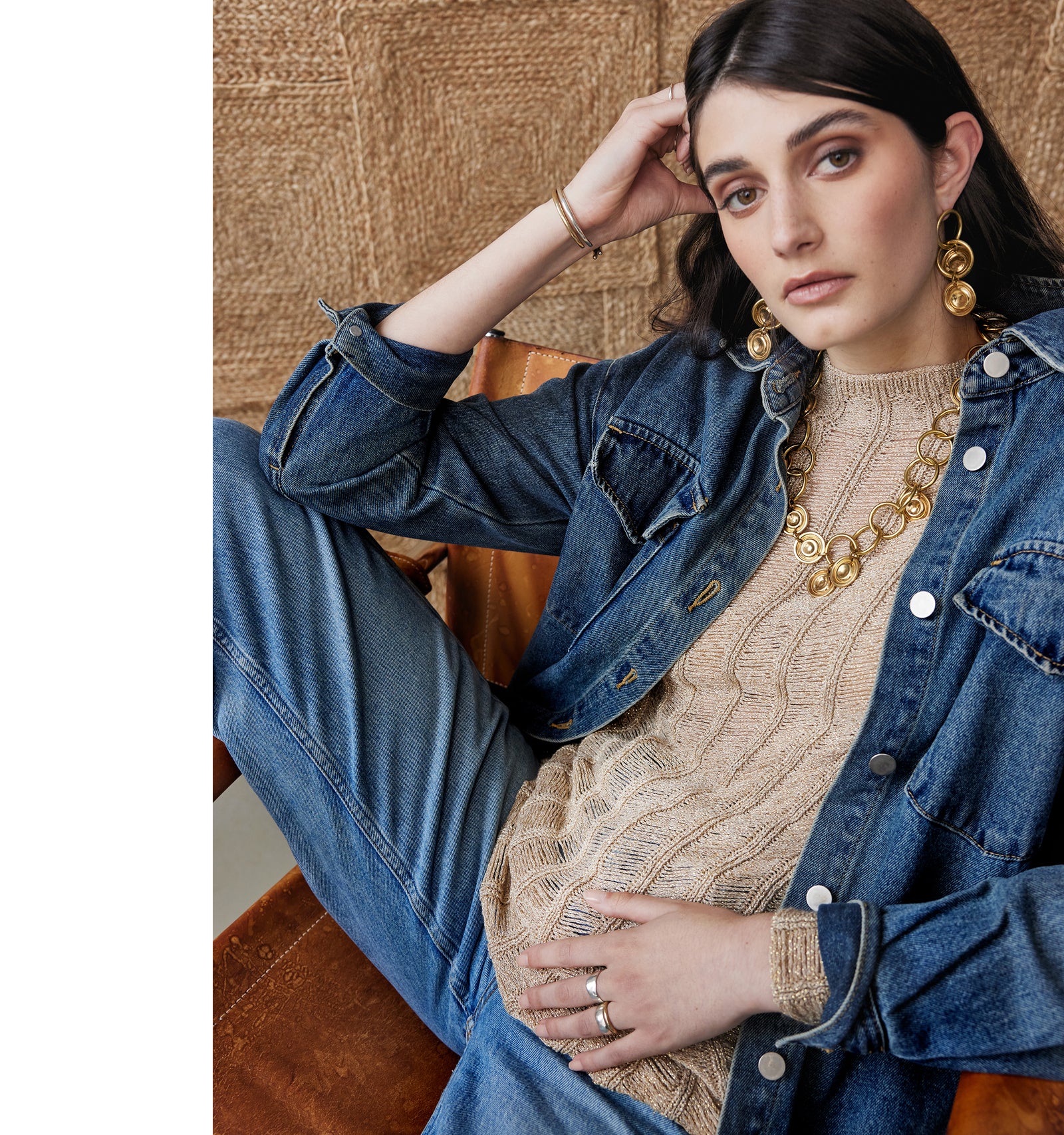 Michelle Ross Colie Brass Link Earrings and Colette Brass Link Necklace