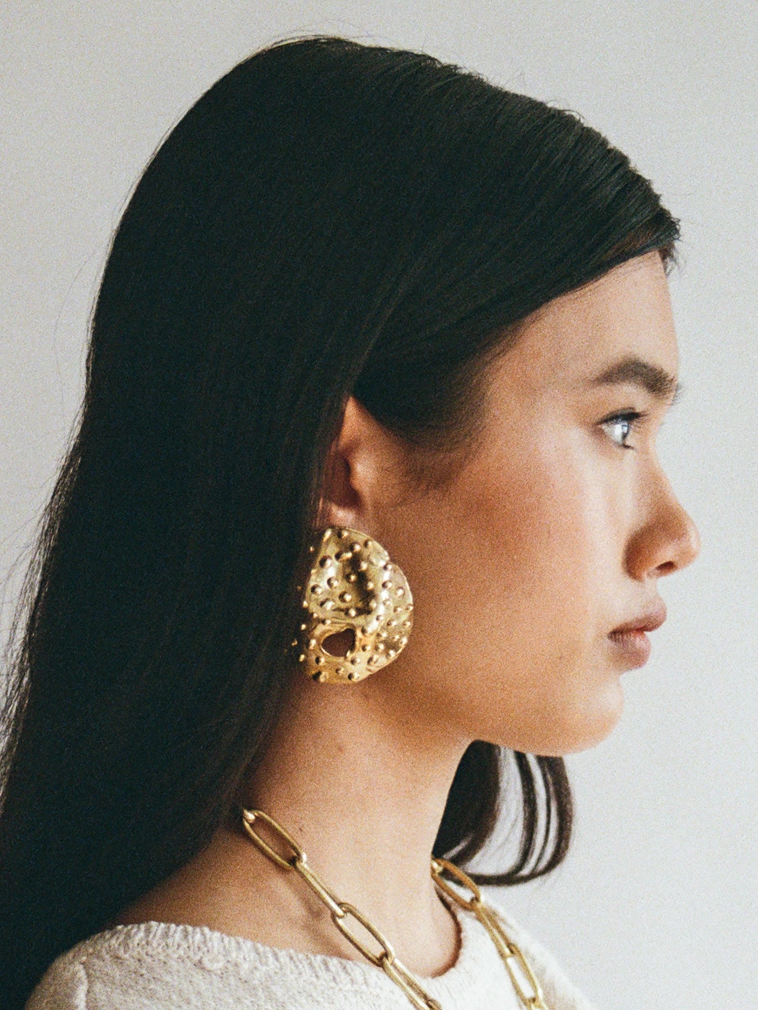 Naia Artistic Brass Statement Earrings by Michelle Ross