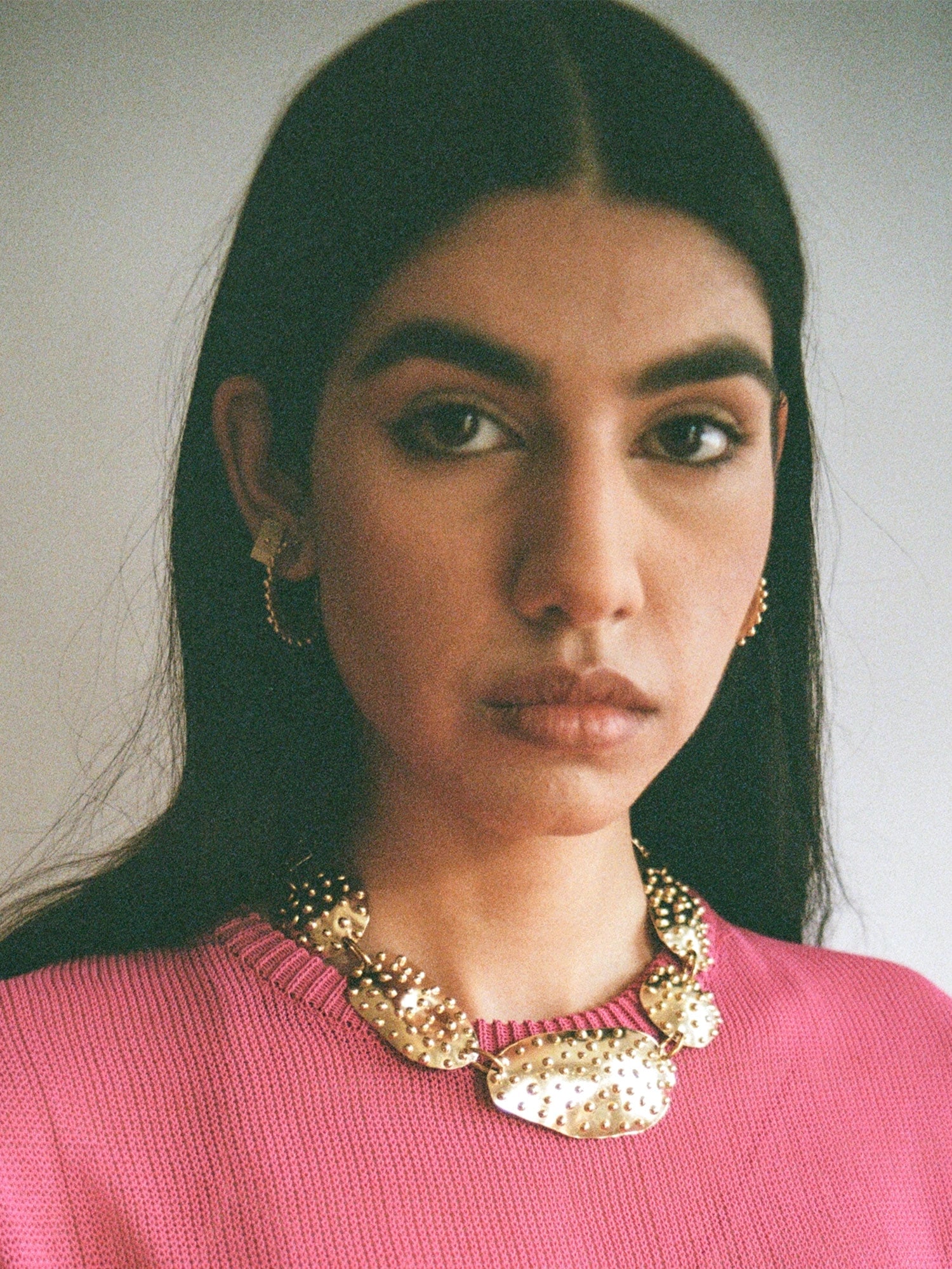 Novalee handmade brass statement necklace by Michelle Ross Toronto