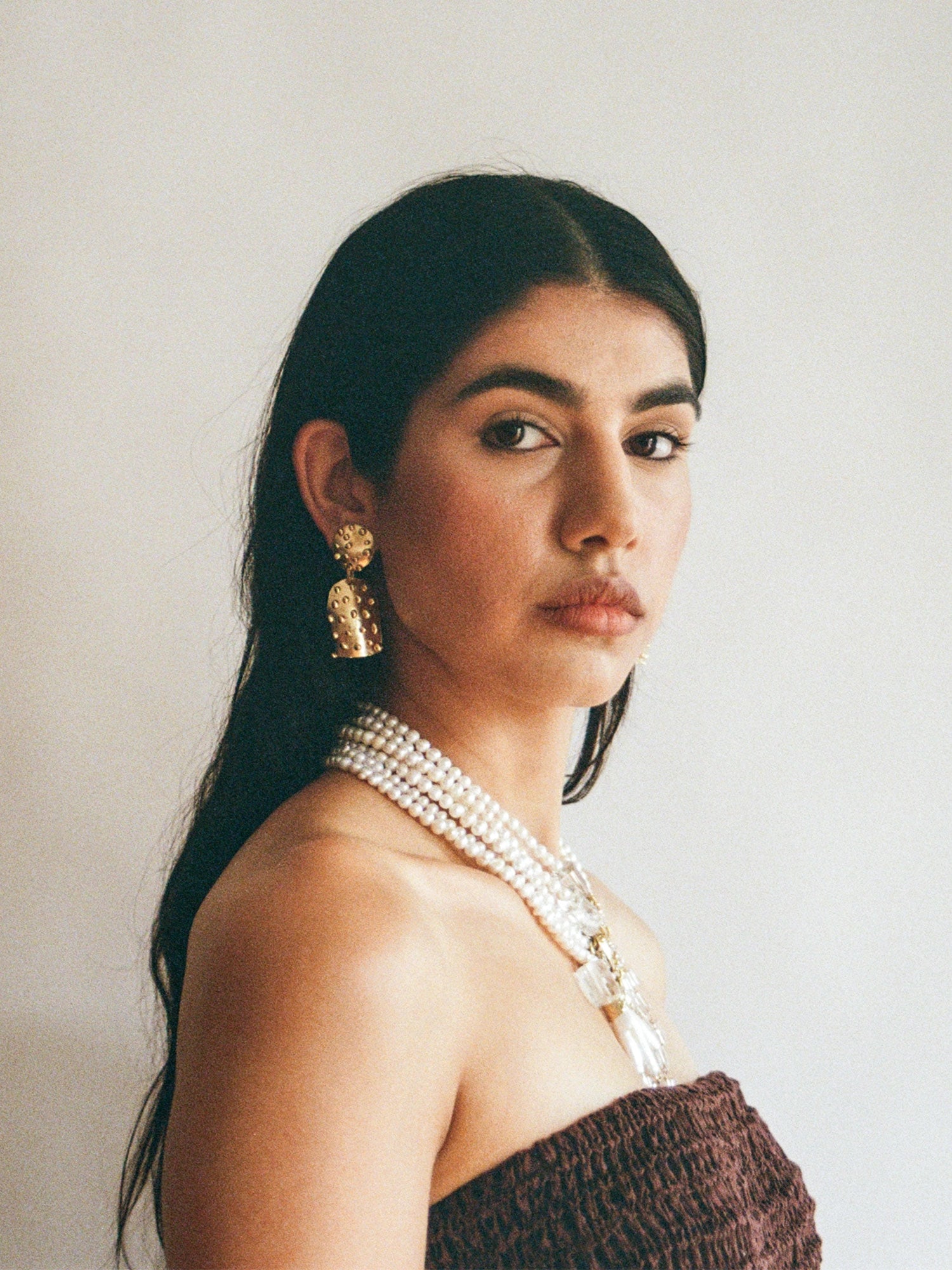 Neko Handmade Medium Brass Statement Earrings by Michelle Ross