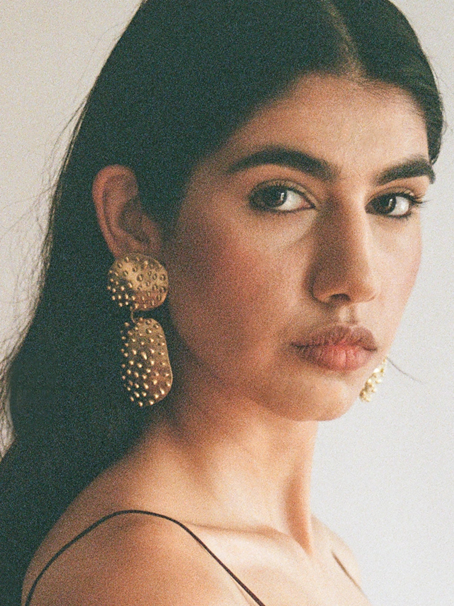 Nisa Handmade Large Brass Statement Earrings by Michelle Ross