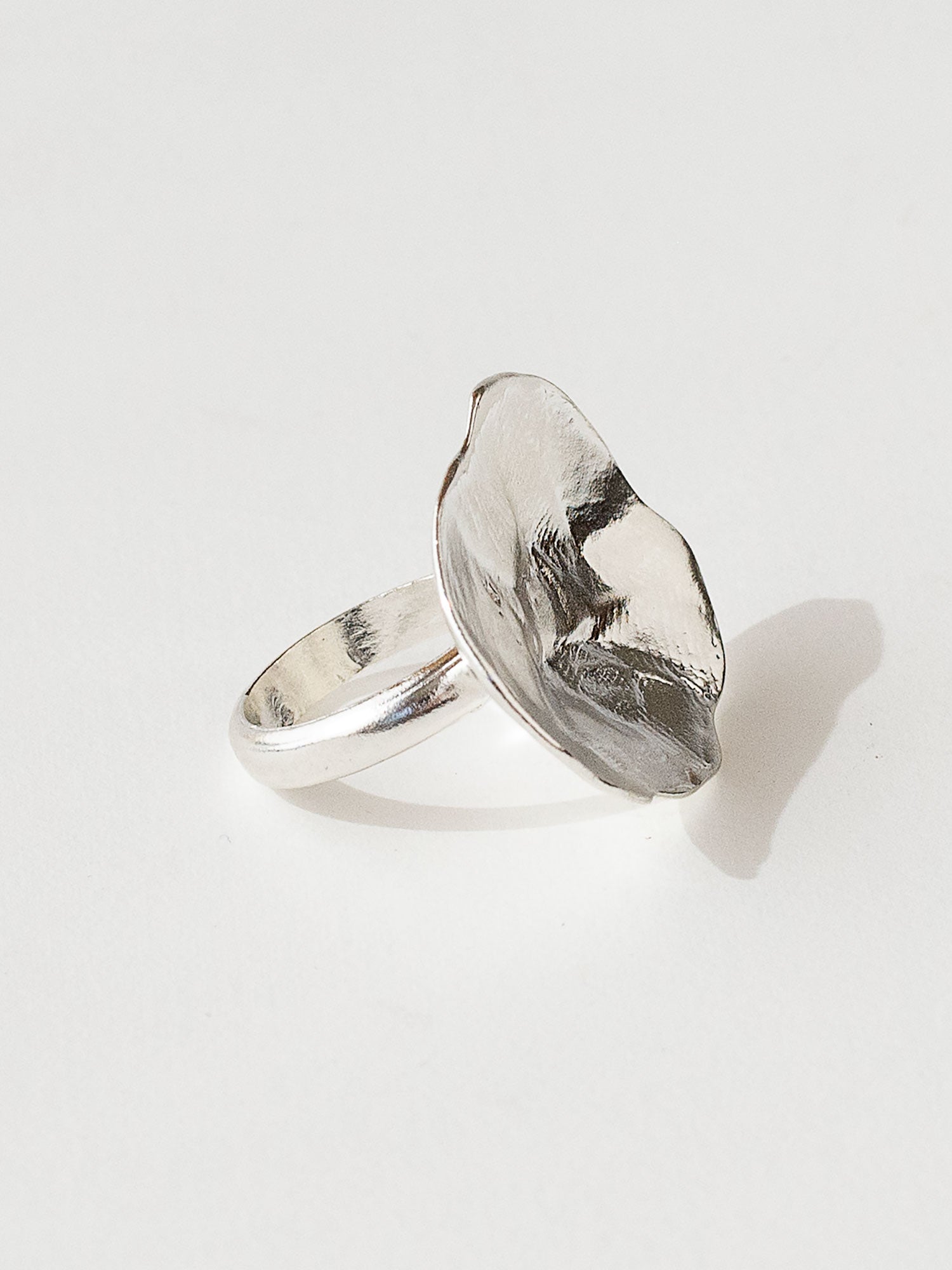 A sculptural statement ring in solid silver handmade by Michelle Ross in Toronto, Canada