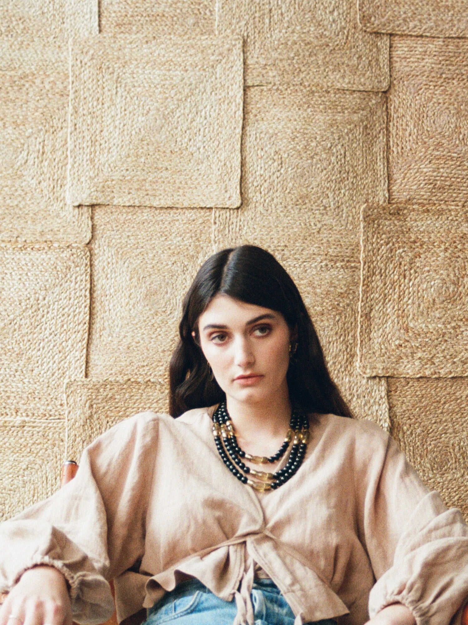 Sandia Brass, Blue Tigers Eye and Lemon Quartz Necklace Michelle Ross