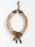 Sofra Brass, Riverstone, Lemon Quartz, Rhodium Necklace Michelle Ross
