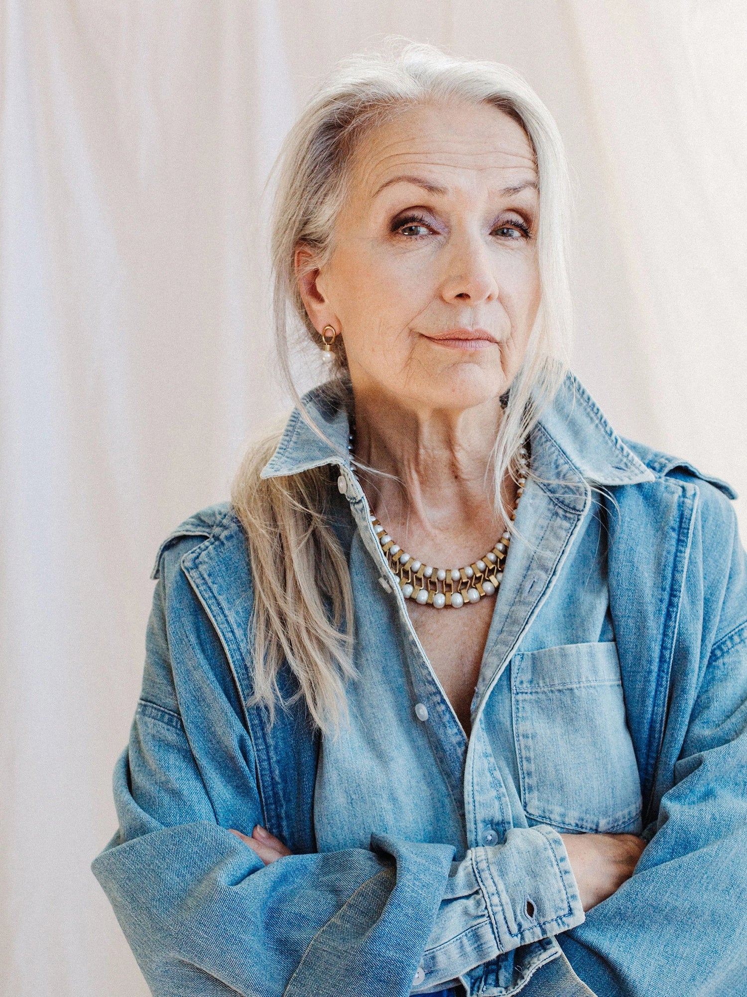 Theresa Brass and Freshwater Pearl Collar Necklace Michelle Ross