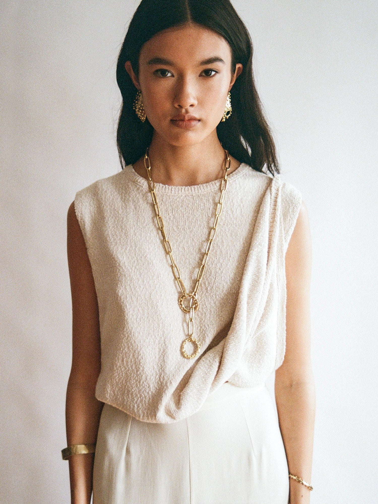 Unai Brass Chain Lariat Necklace by Michelle Ross