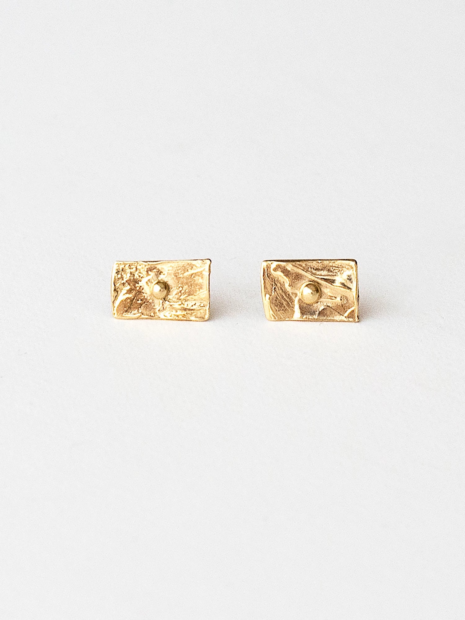 Uno Brass Rectangular Stud Earrings by Michelle Ross