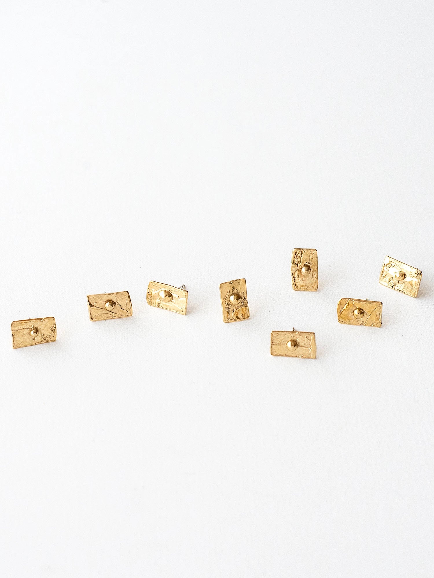 Uno Brass Rectangular Stud Earrings by Michelle Ross