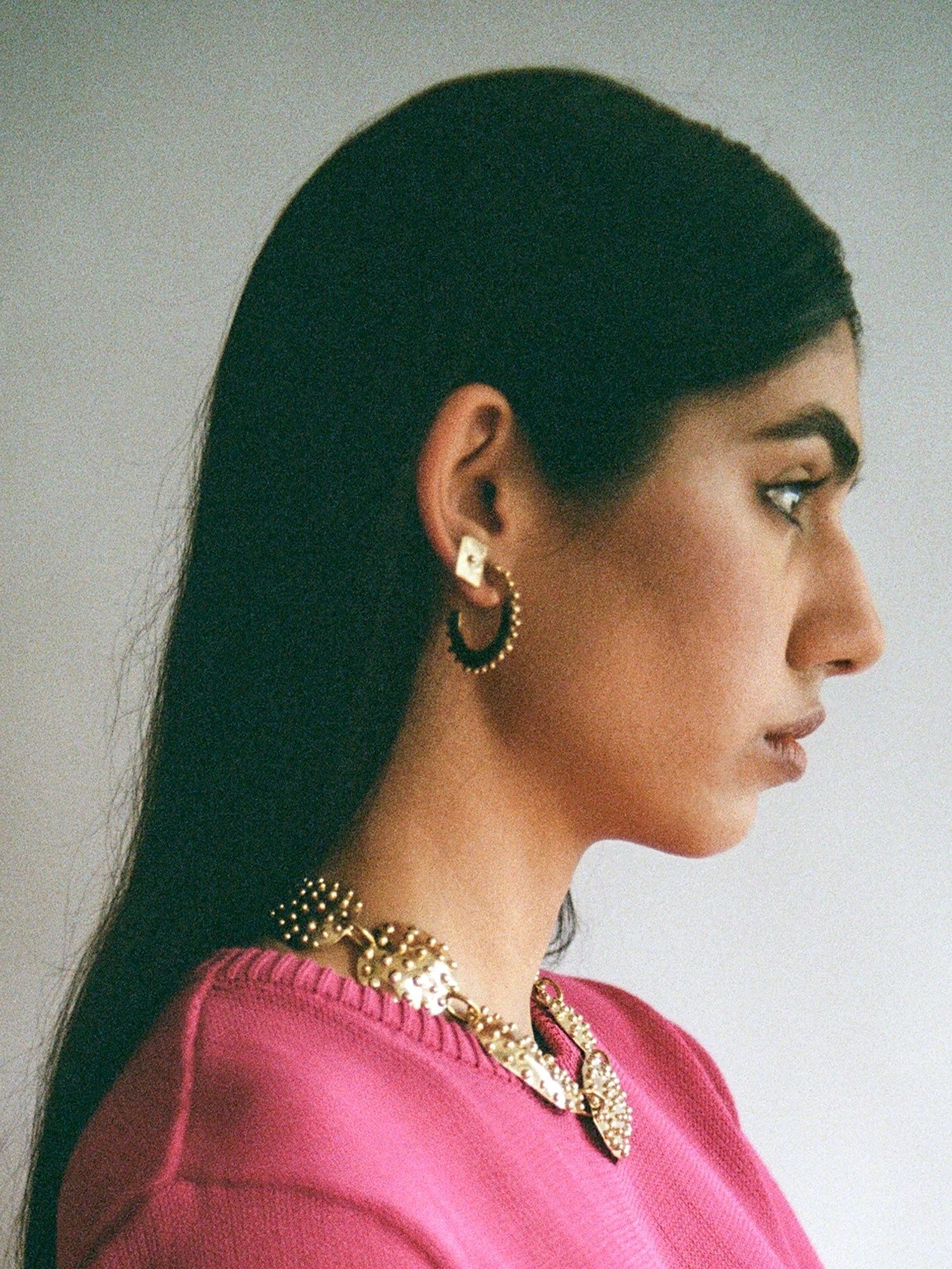 Uno Brass Rectangular Stud Earrings by Michelle Ross