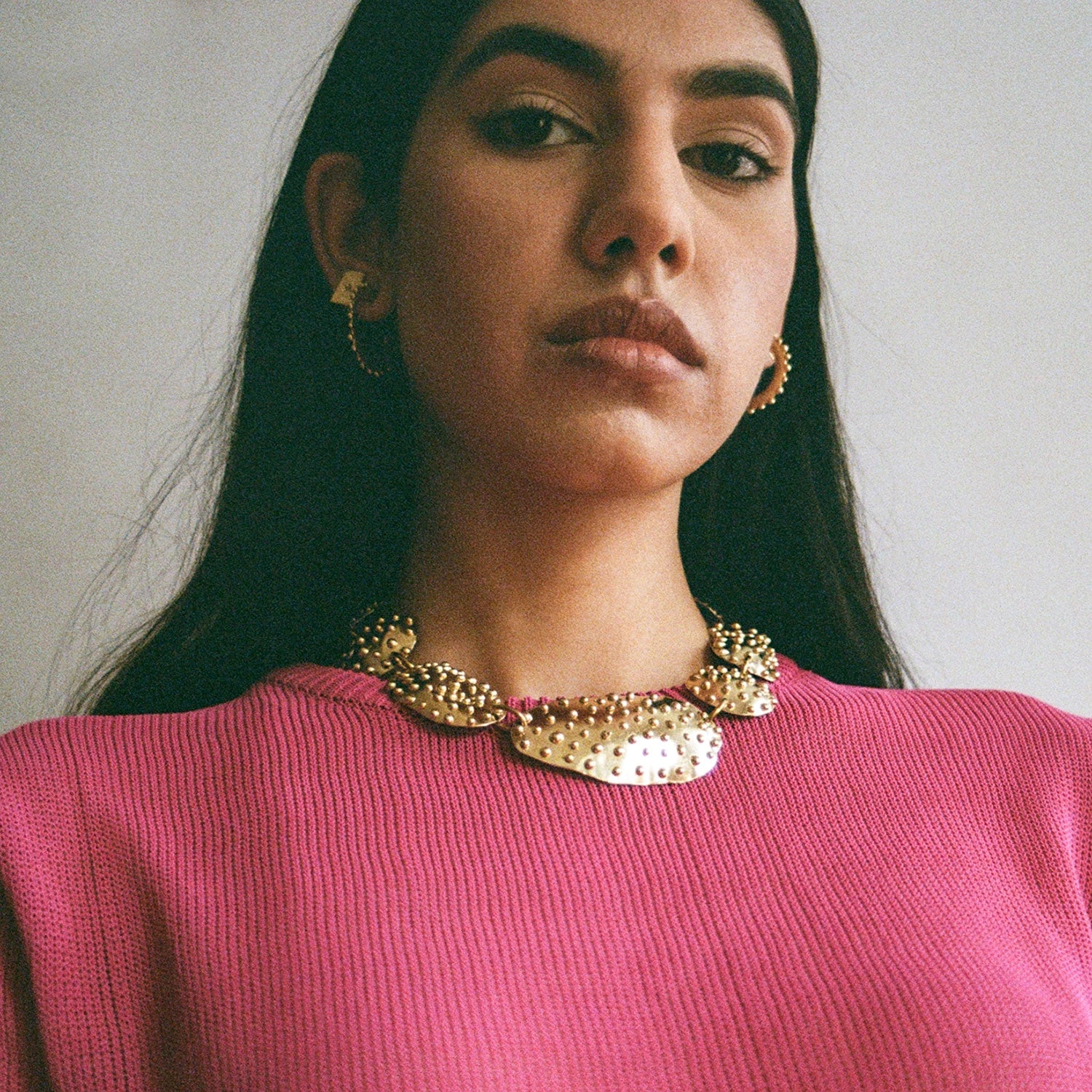 Uno Brass Rectangular Stud Earrings by Michelle Ross