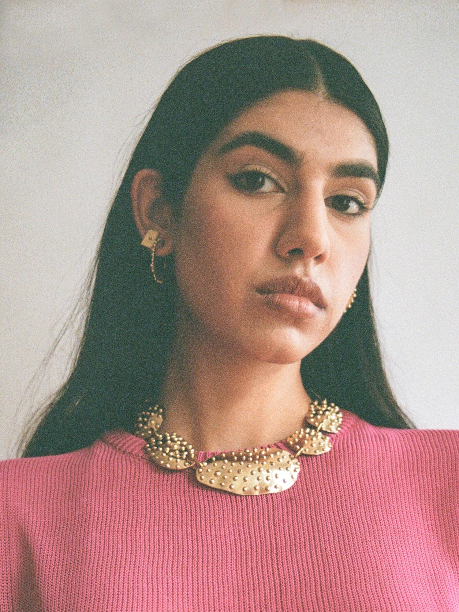 Uno Brass Rectangular Stud Earrings by Michelle Ross