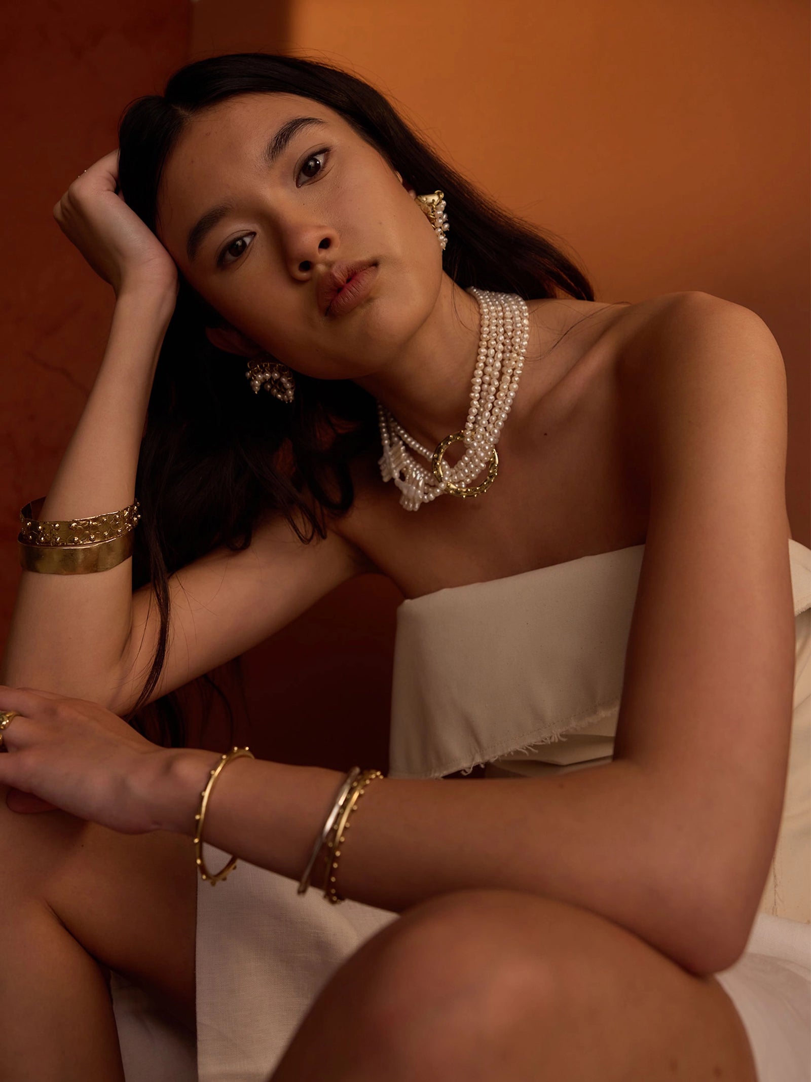 Uffi Thin Decorative Solid Brass Bangle Bracelet handmade by Michelle Ross