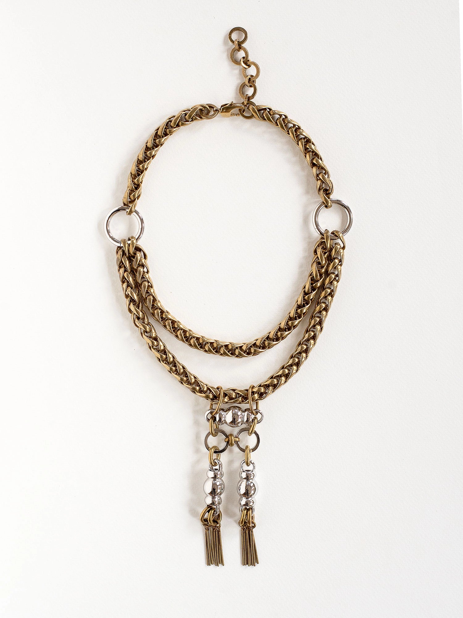 Zina Brass Rhodium Layered Chain Necklace Michelle Ross