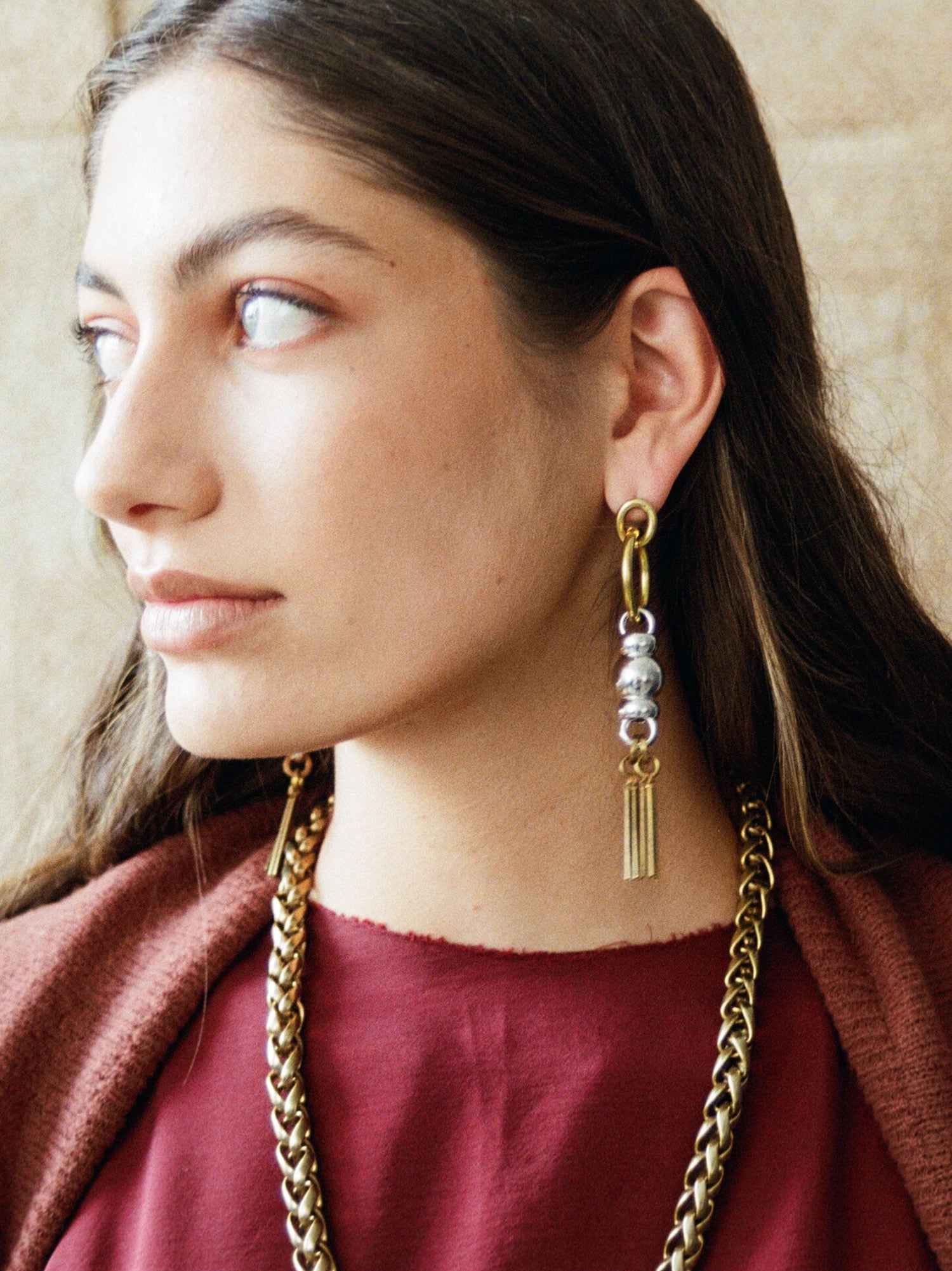 Zoe Brass Two Tone Earrings Michelle Ross