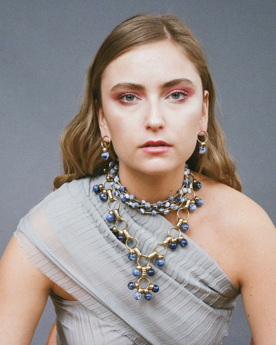 Leo Brass Sodalite Drop Earrings Michelle Ross