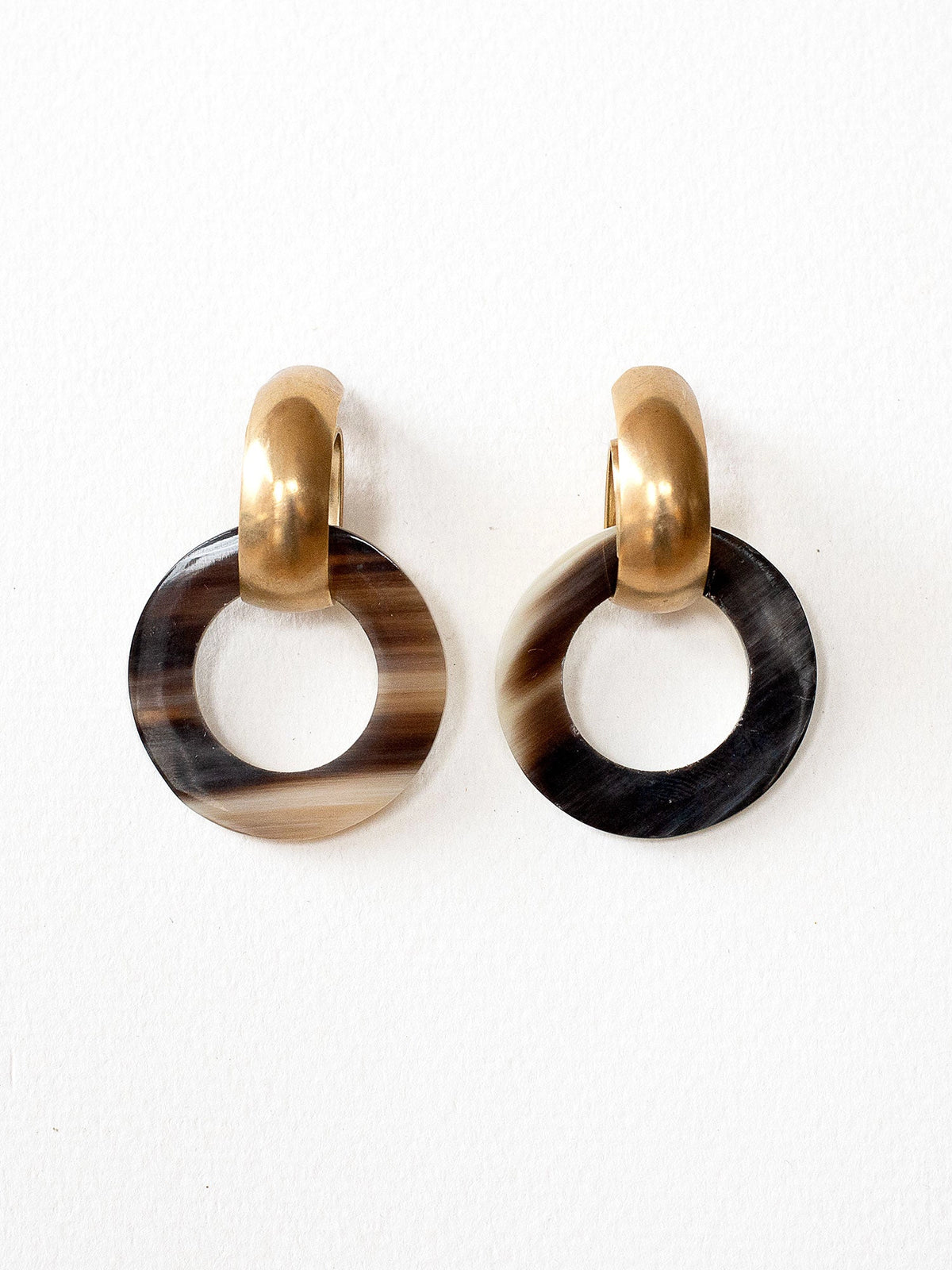 Horn and Brass Statement Earrings