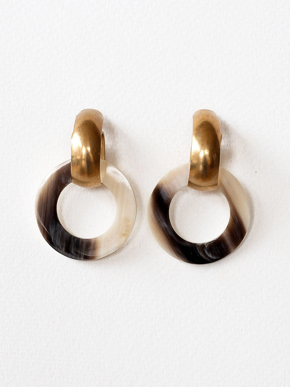 Horn and Brass Statement Earrings