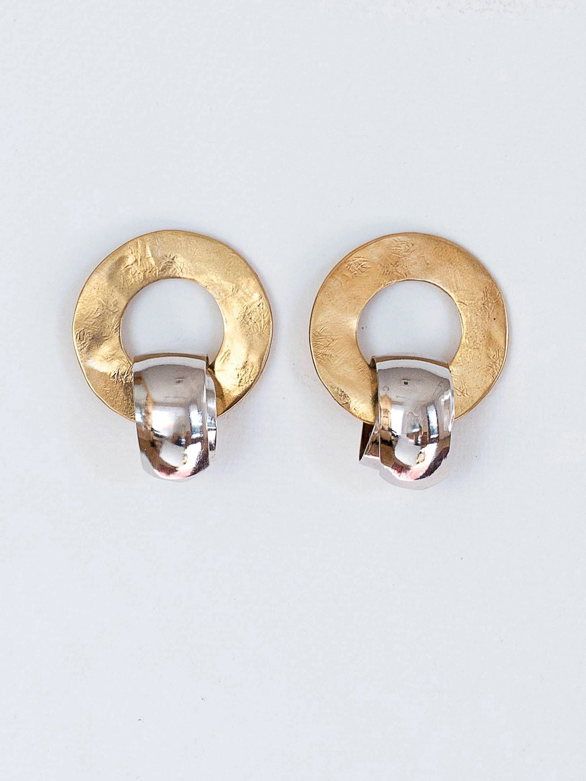 Bari Brass and Rhodium Silver Two Tone Earrings Michelle Ross