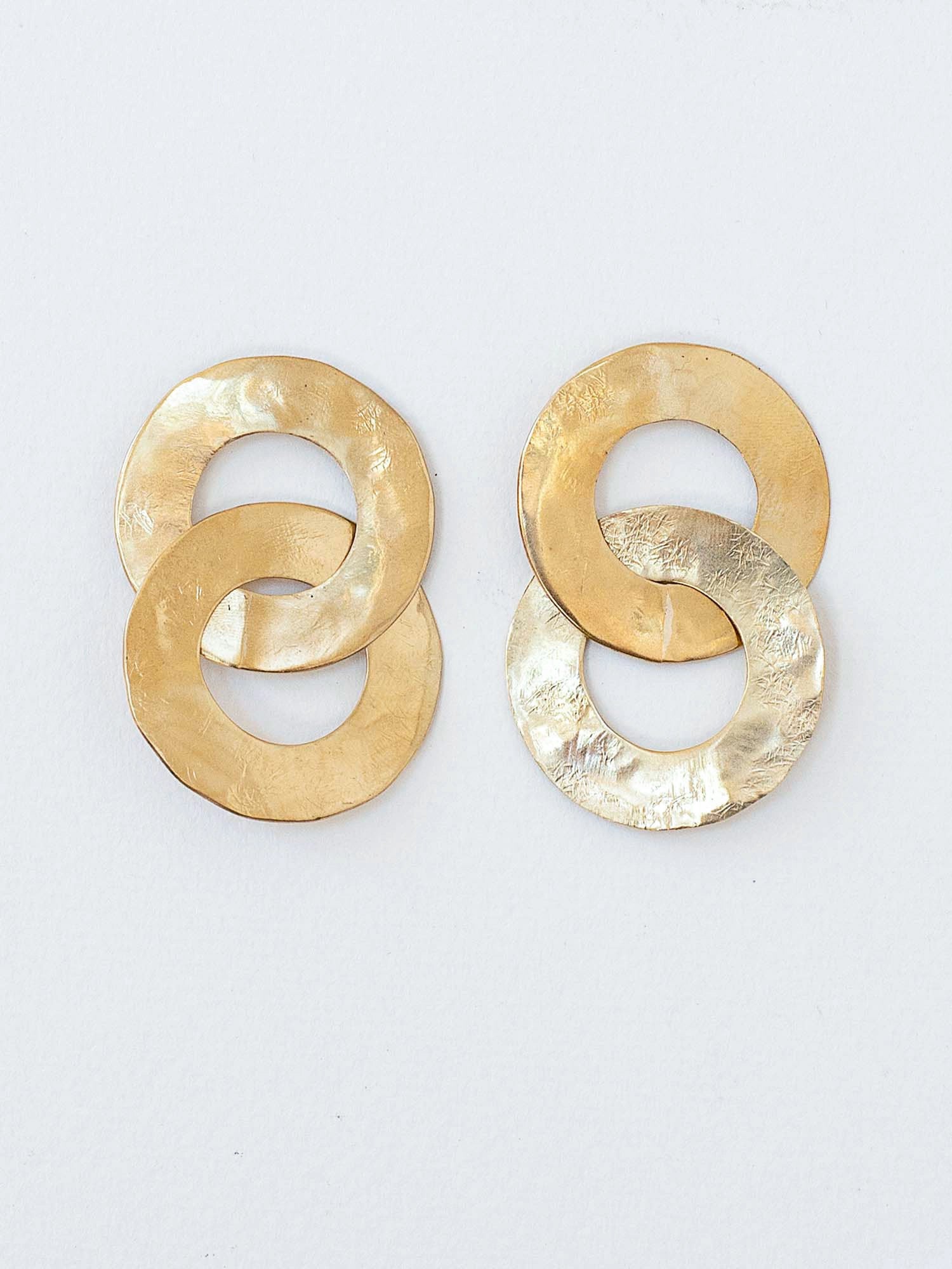 Bayo Brass Link Statement Earrings Michelle Ross