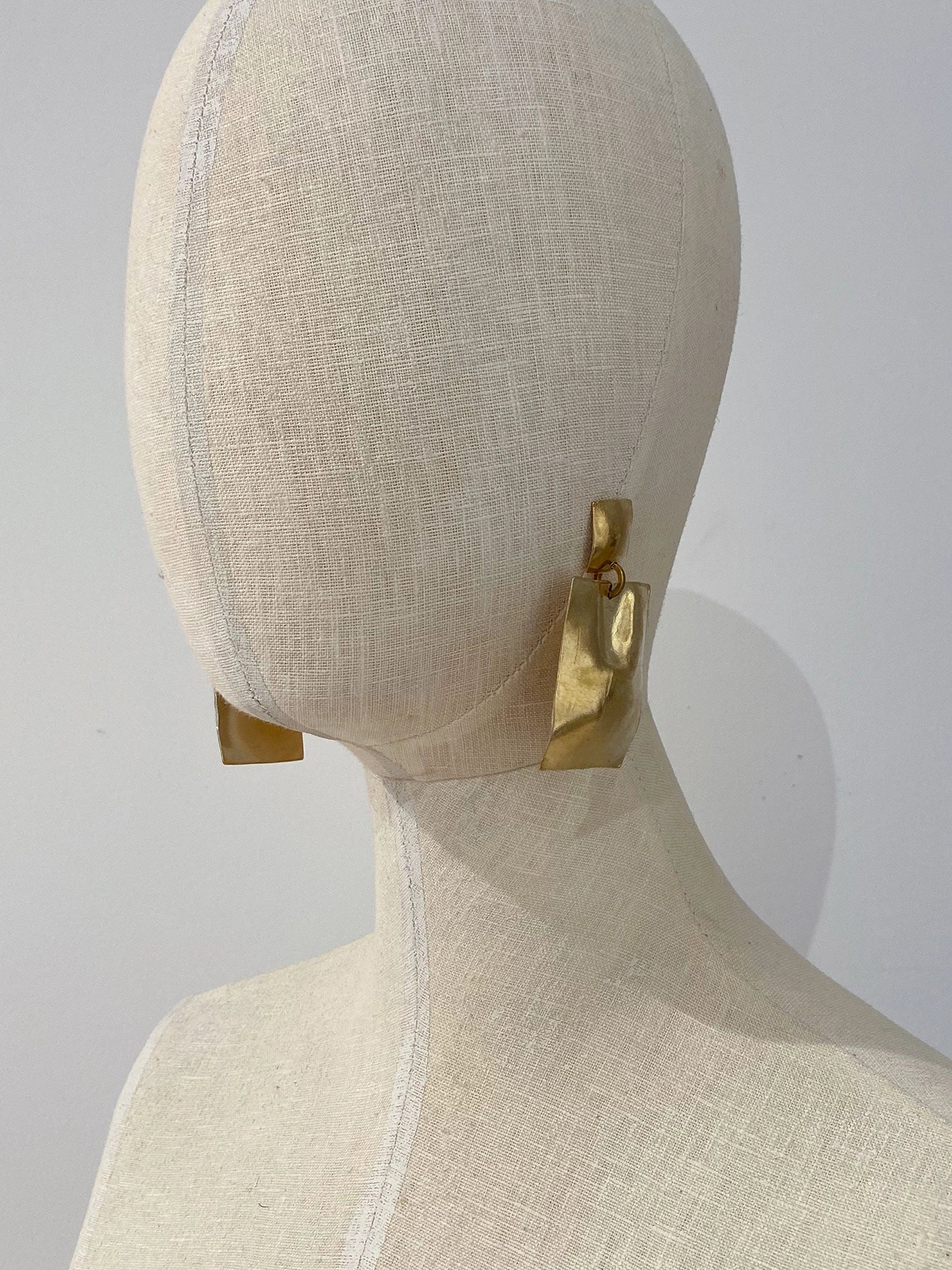 Gold Brass Statement Earrings by Michelle Ross 