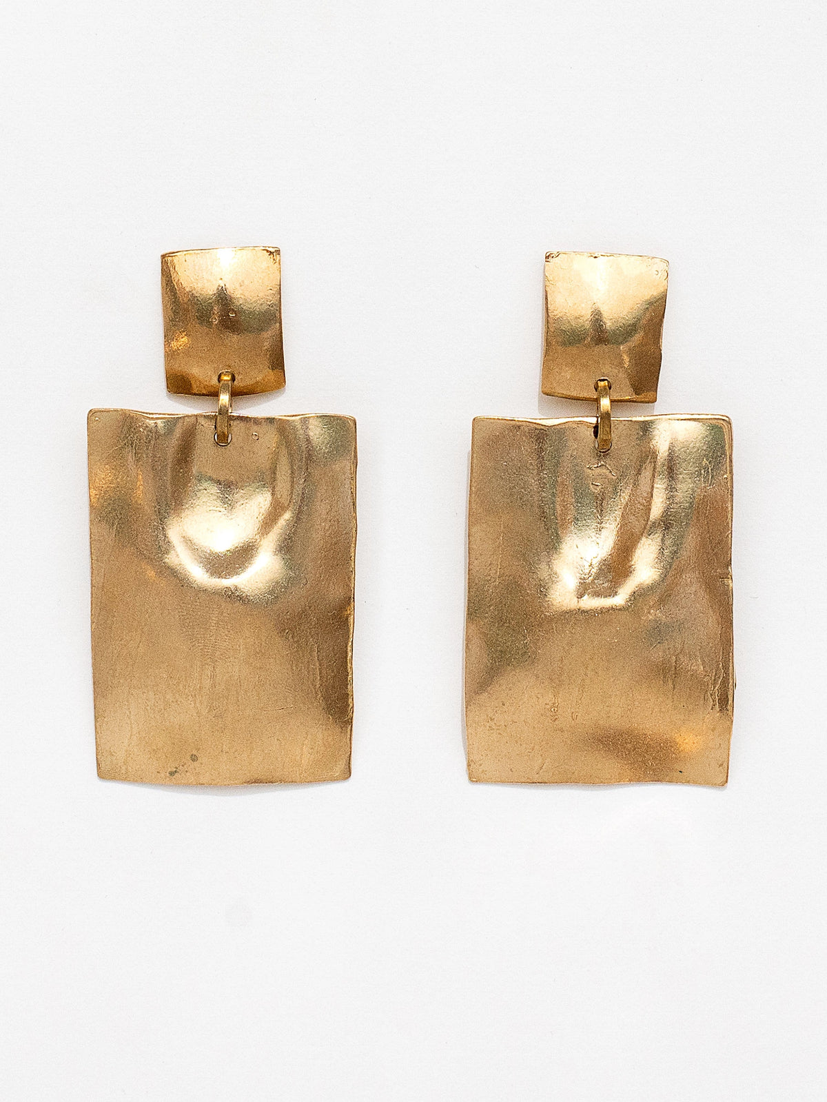 Gold Brass Statement Earrings by Michelle Ross 