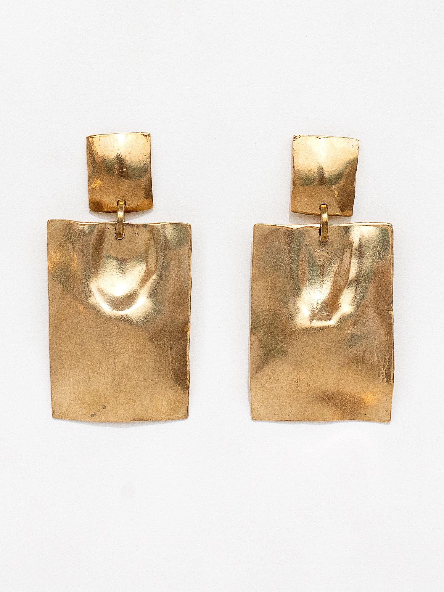 Gold Brass Statement Earrings by Michelle Ross 