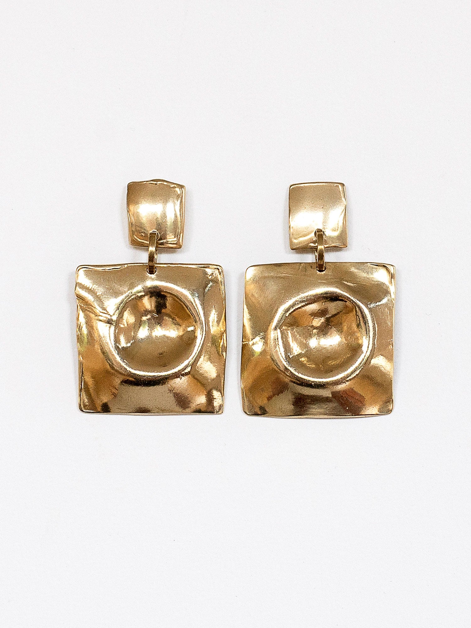 Belle Brass Square Earrings Michelle Ross