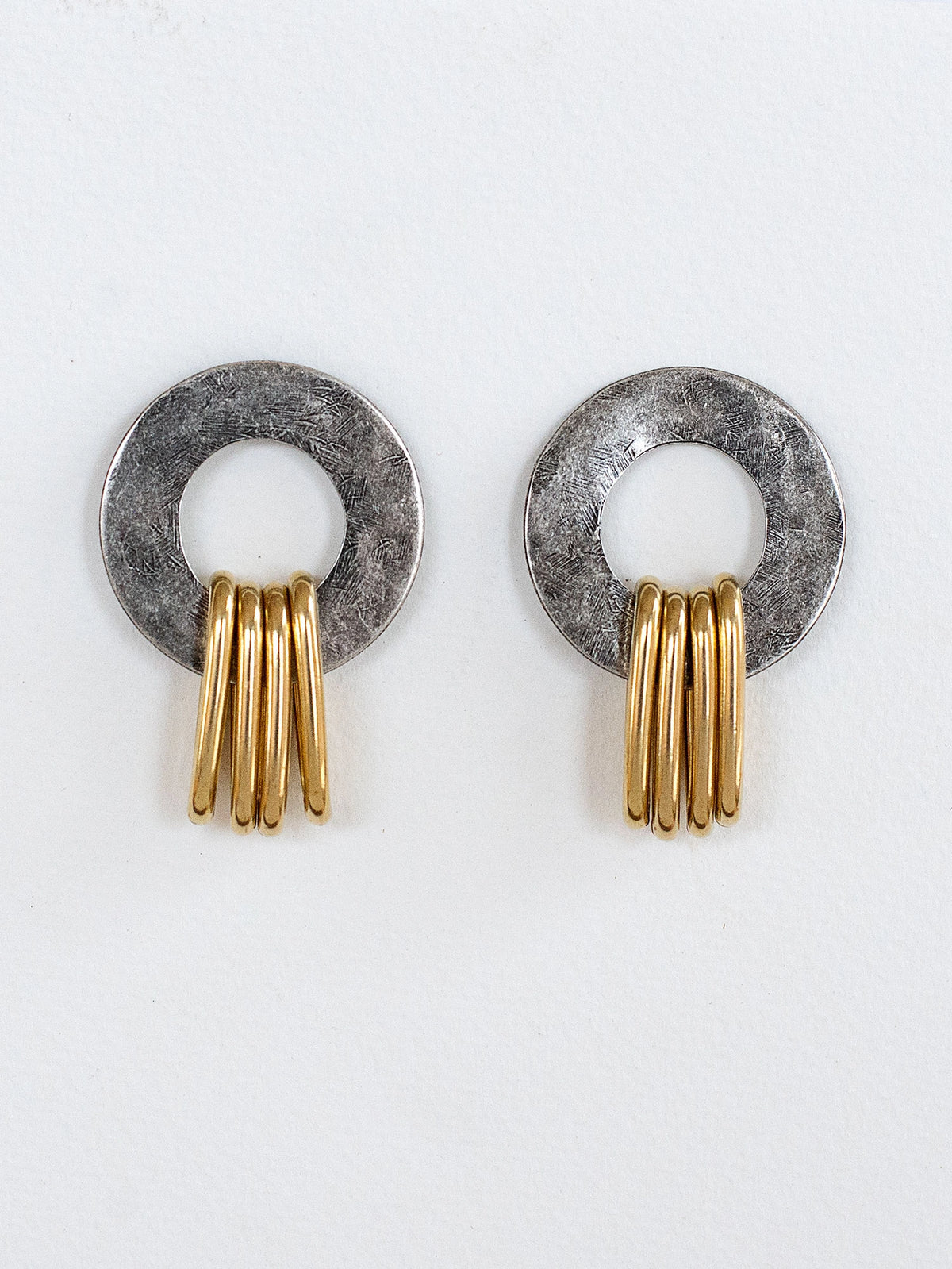 Benni Antique Silver and Brass Two Tone Statement Earrings Michelle Ross
