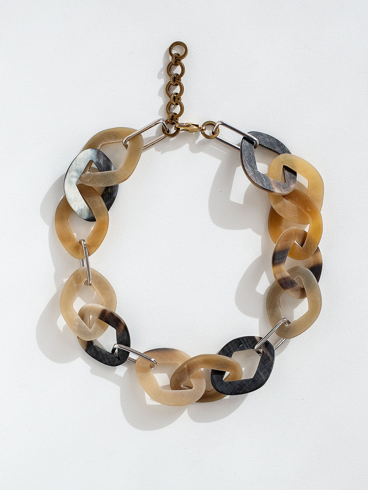 Caeli Sterling Silver and Horn Chain Link Statement Necklace by Michelle Ross