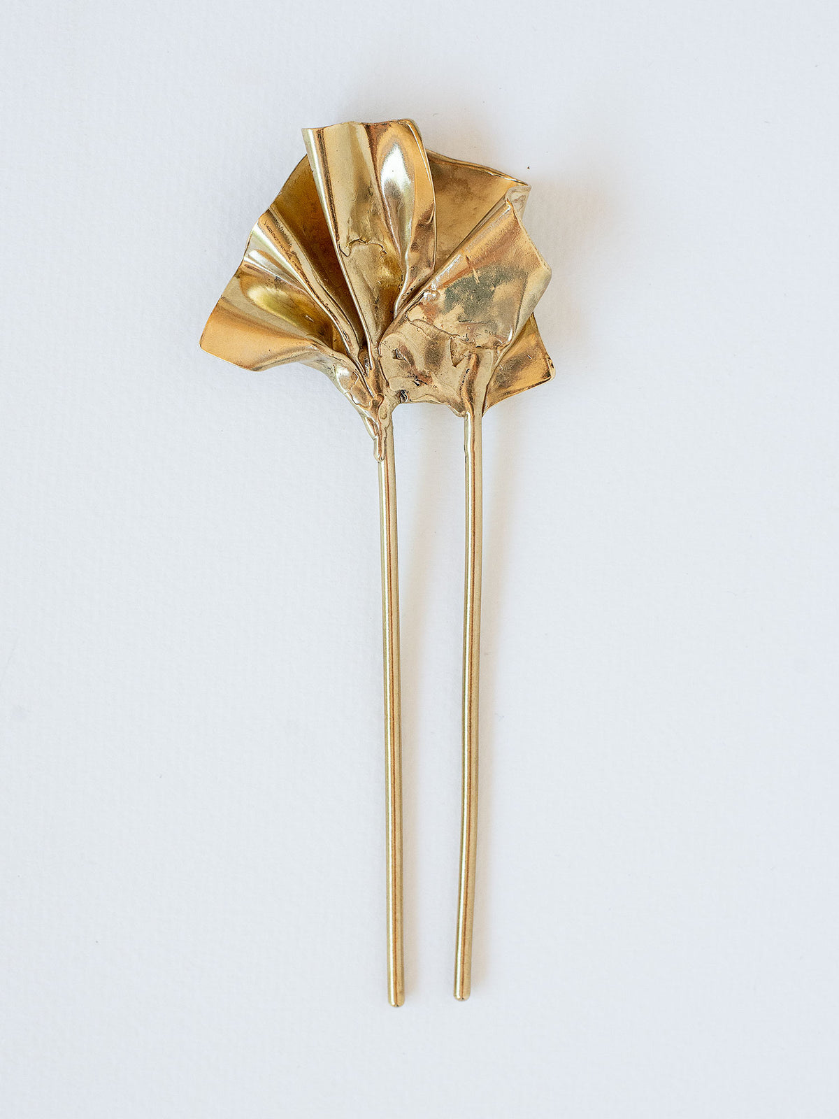 Gold hairpin with ruffle design by Michelle Ross