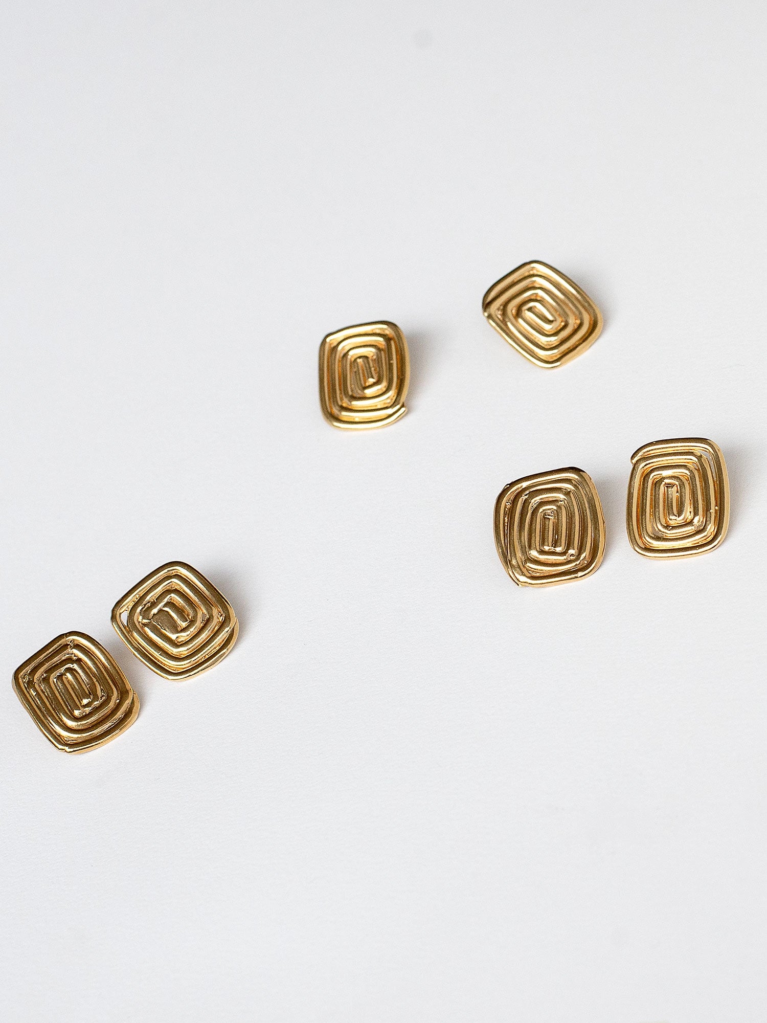 Claud Brass Stud Geometric Earrings Michelle Ross