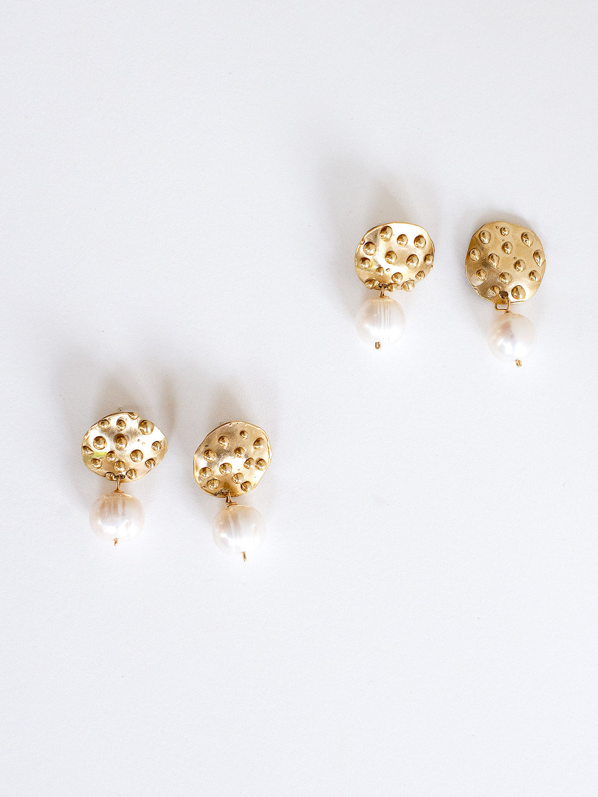 Etel Brass and Freshwater Pearl Drop Earrings by Michelle Ross