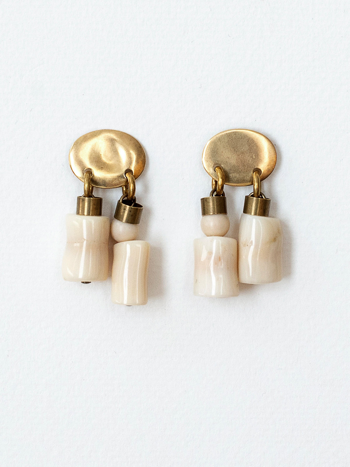 Estee Brass Riverstone and Coral Small Earrings Michelle Ross