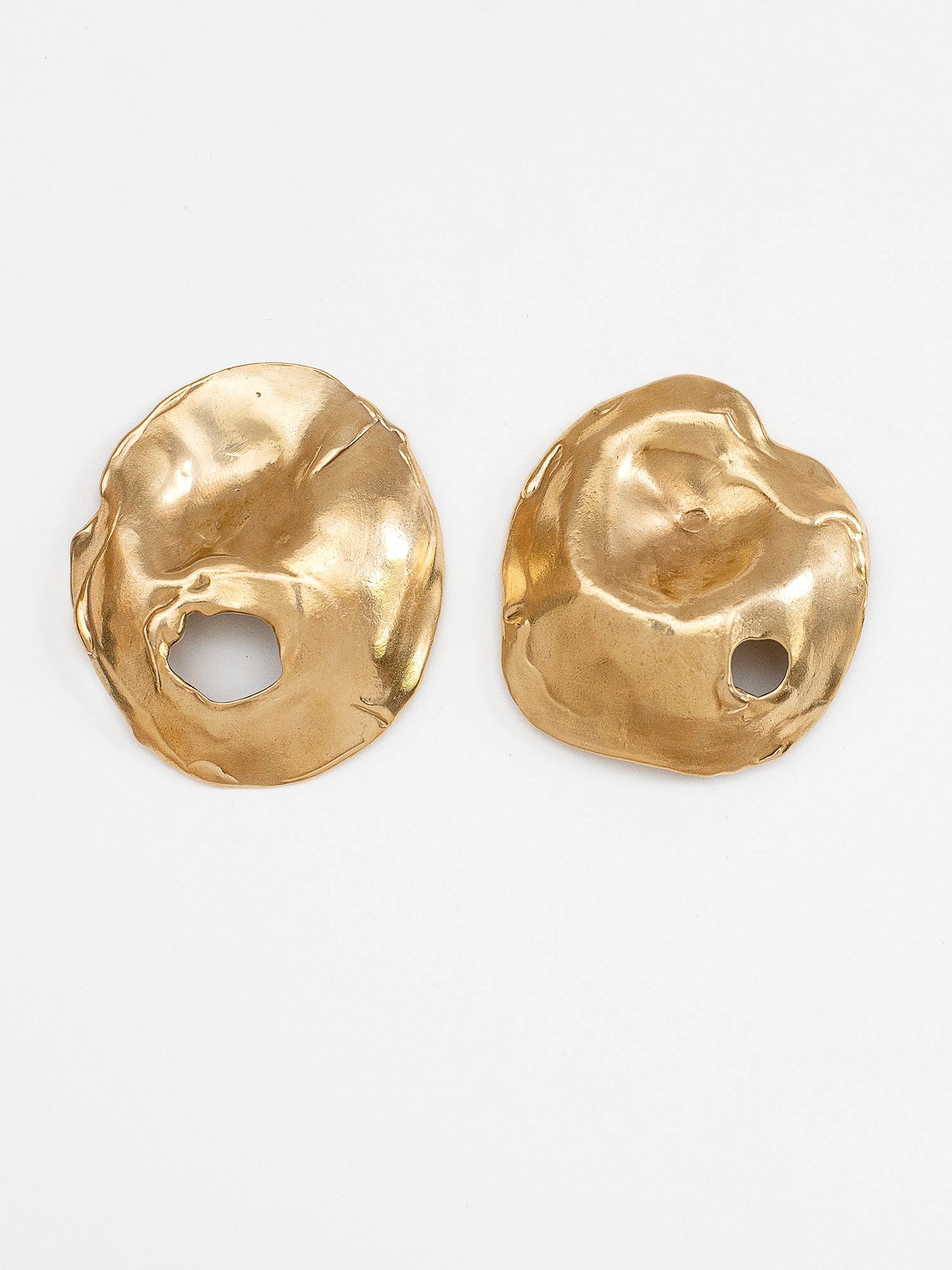 Flor Sculptural Brass Statement Earrings by Michelle Ross