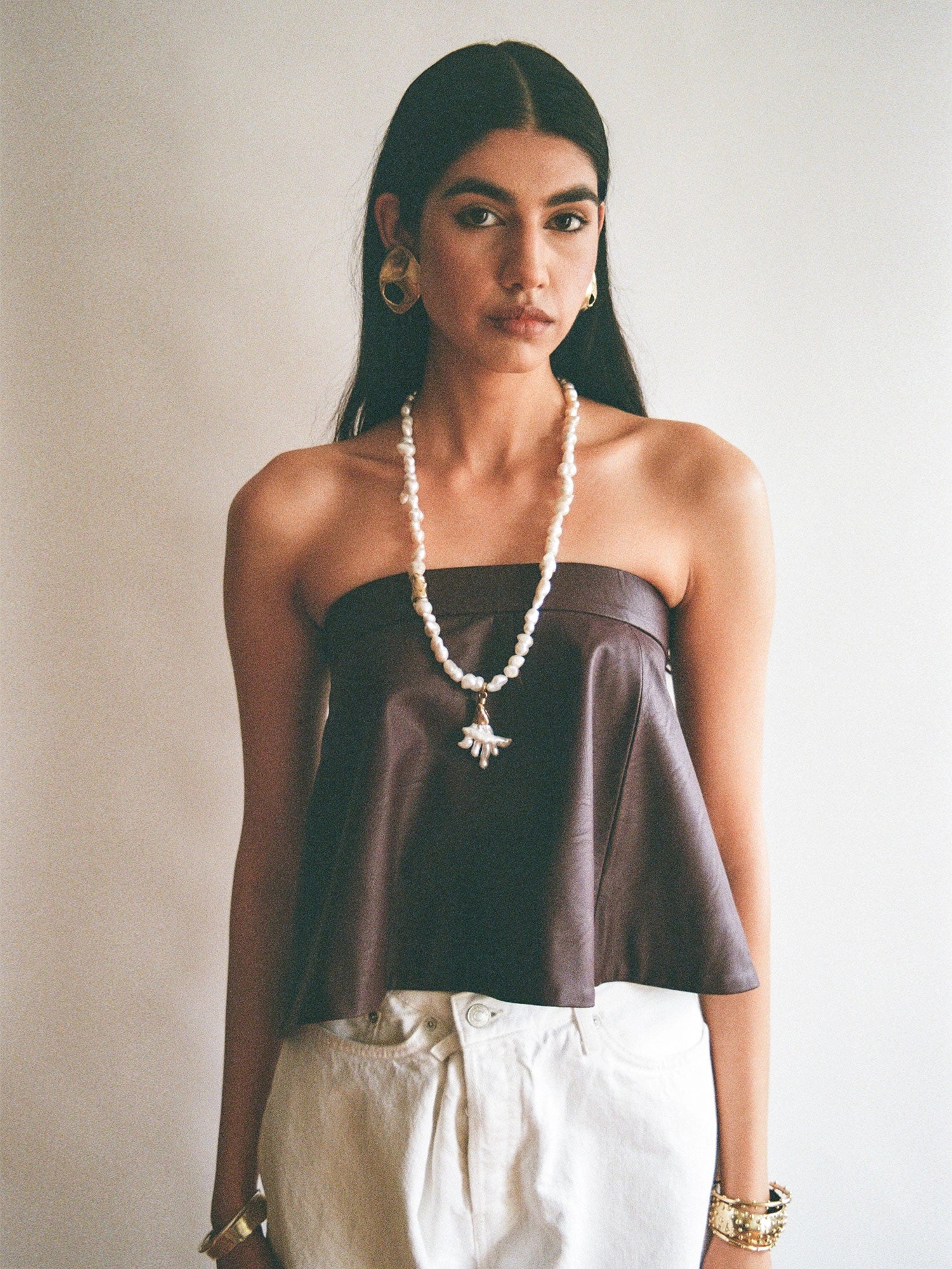 Femi Narrow Handmade Solid Brass Bangle Bracelet by Michelle Ross