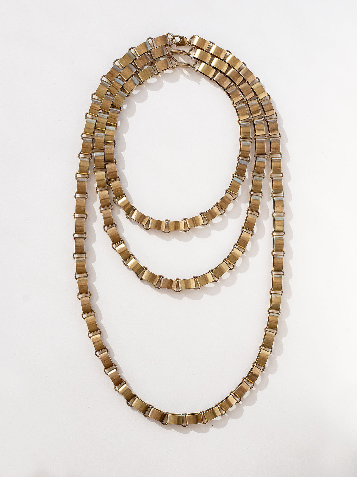 3 different lengths of Flat Brass Chain Necklaces by Michelle Ross