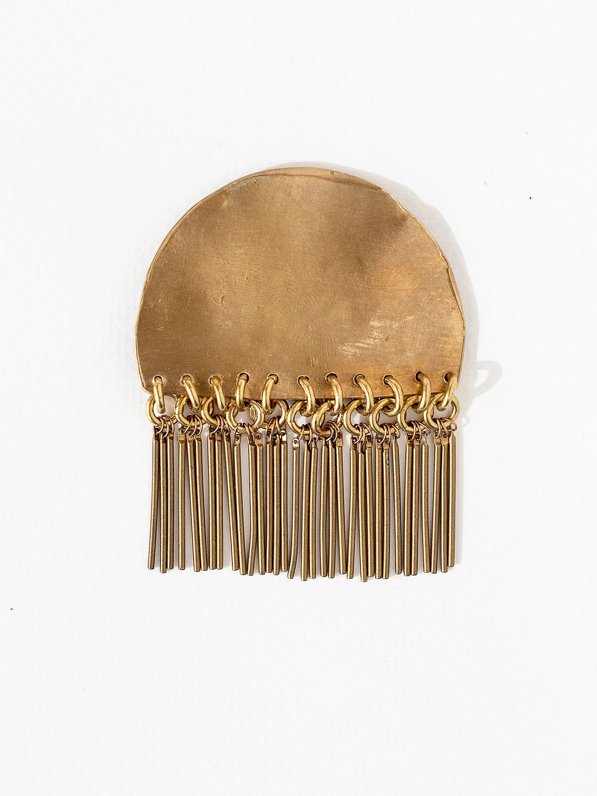 Brass brooch with fringe tassles by Michelle Ross