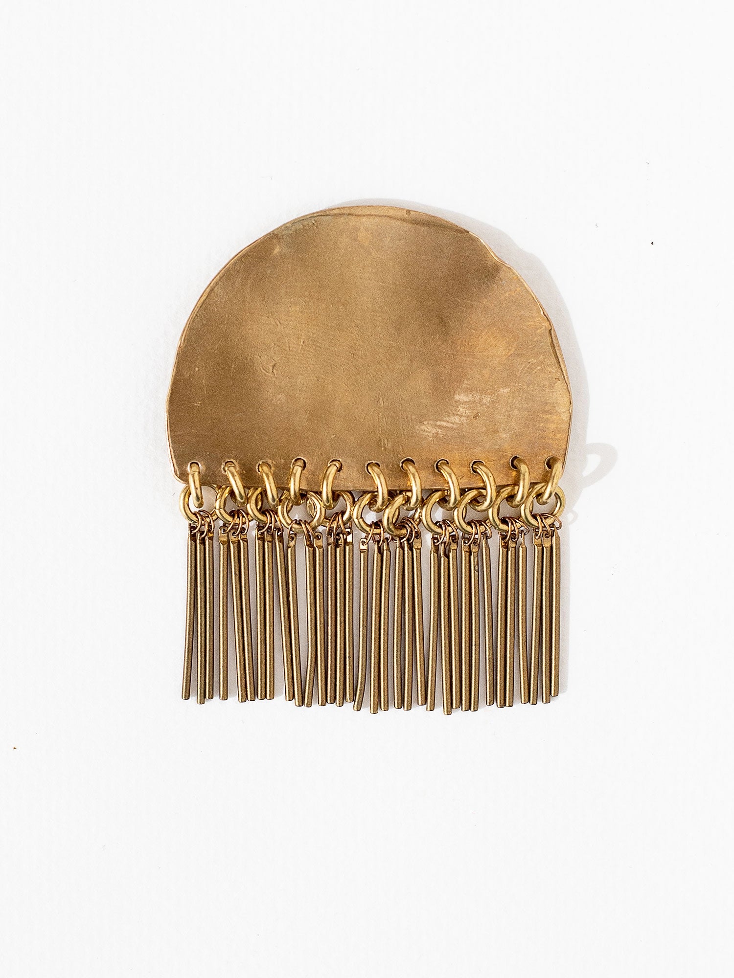 Brass brooch with fringe tassles by Michelle Ross